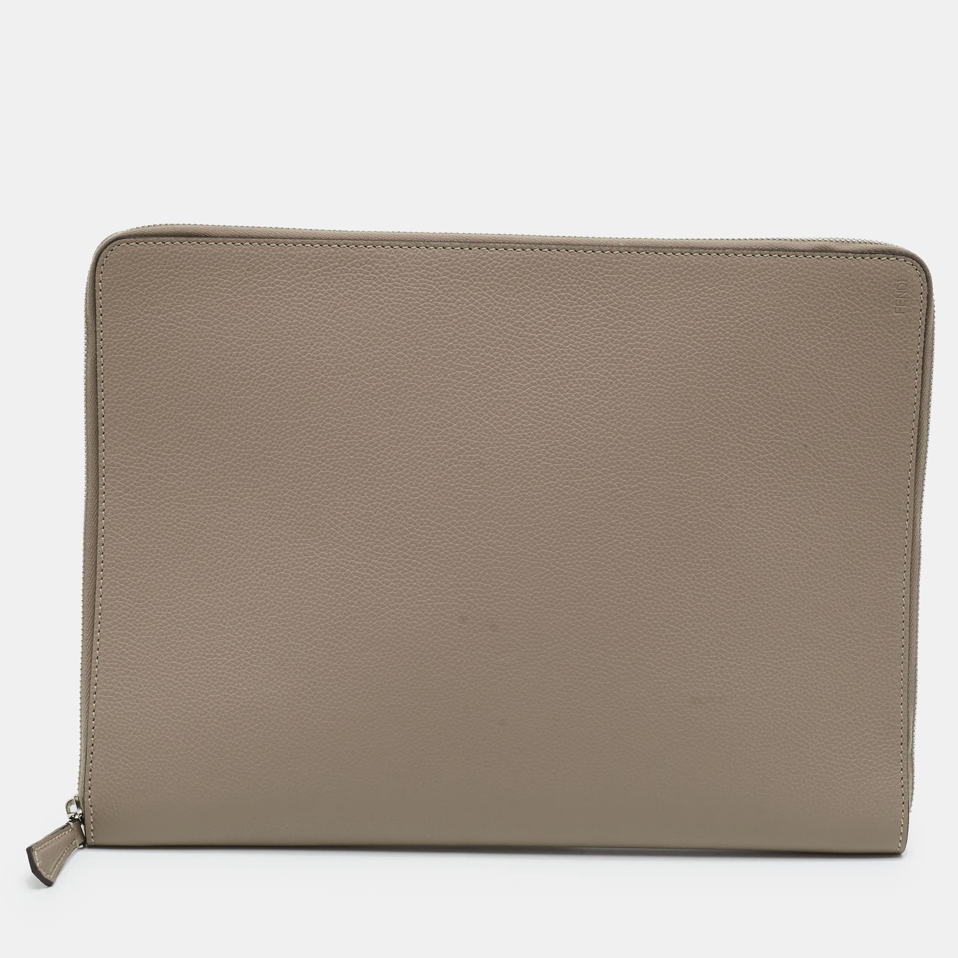 Fendi Document Holder Zip Beige Pouch