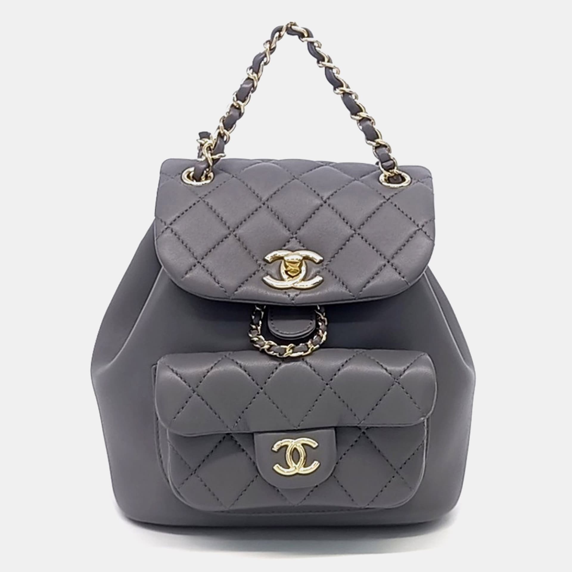 Chanel Grey Leather Dumas Backpack Small
