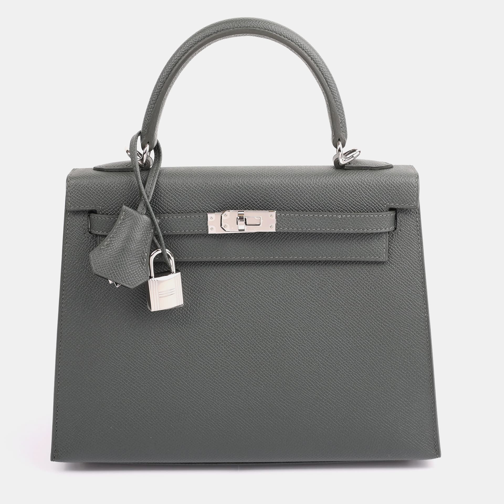 Hermes Kelly 25 Vert Mangrove Epsom Calfskin Leather Sellier Top Handle Bag