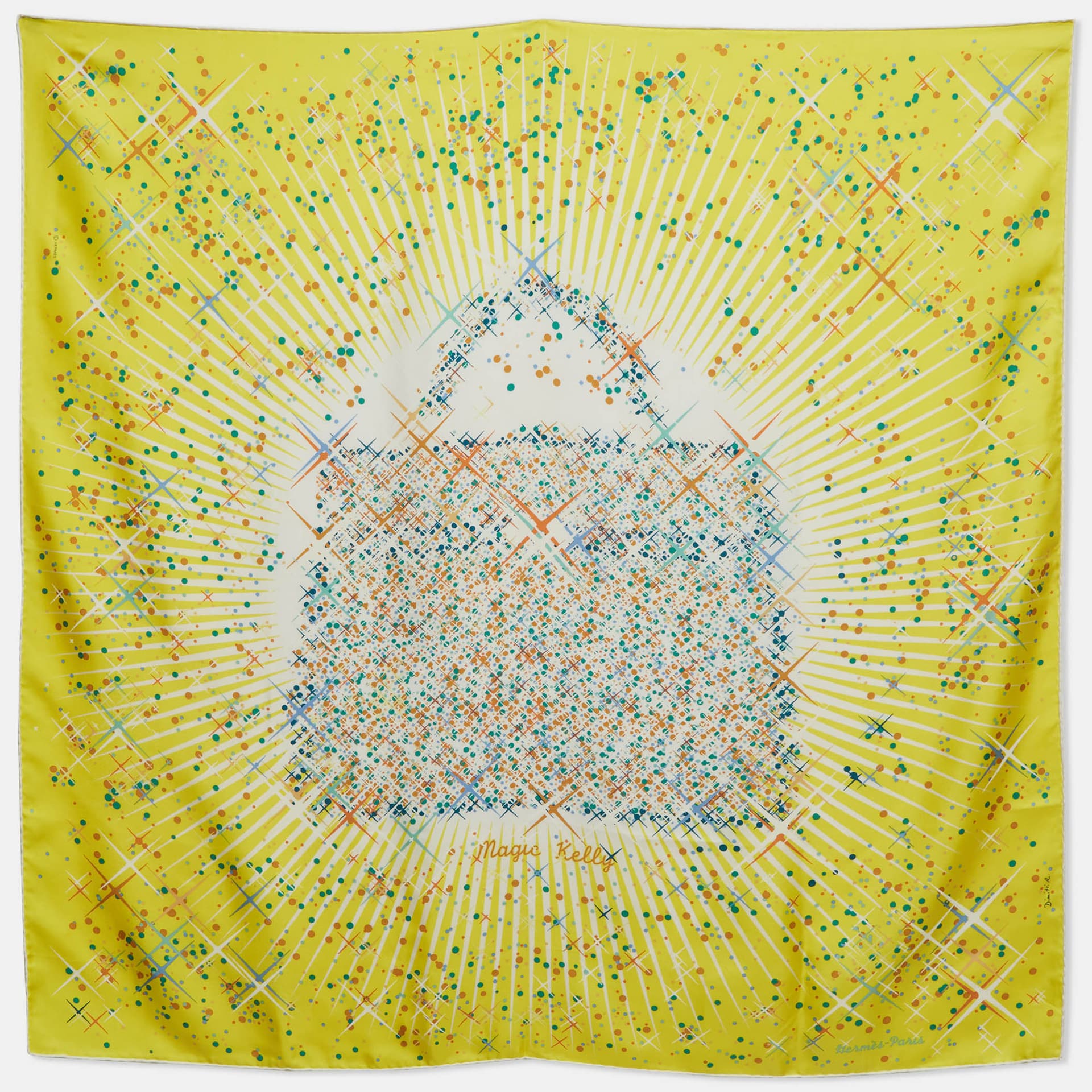 Herm&egrave;s Yellow Magic Kelly Silk Square Scarf