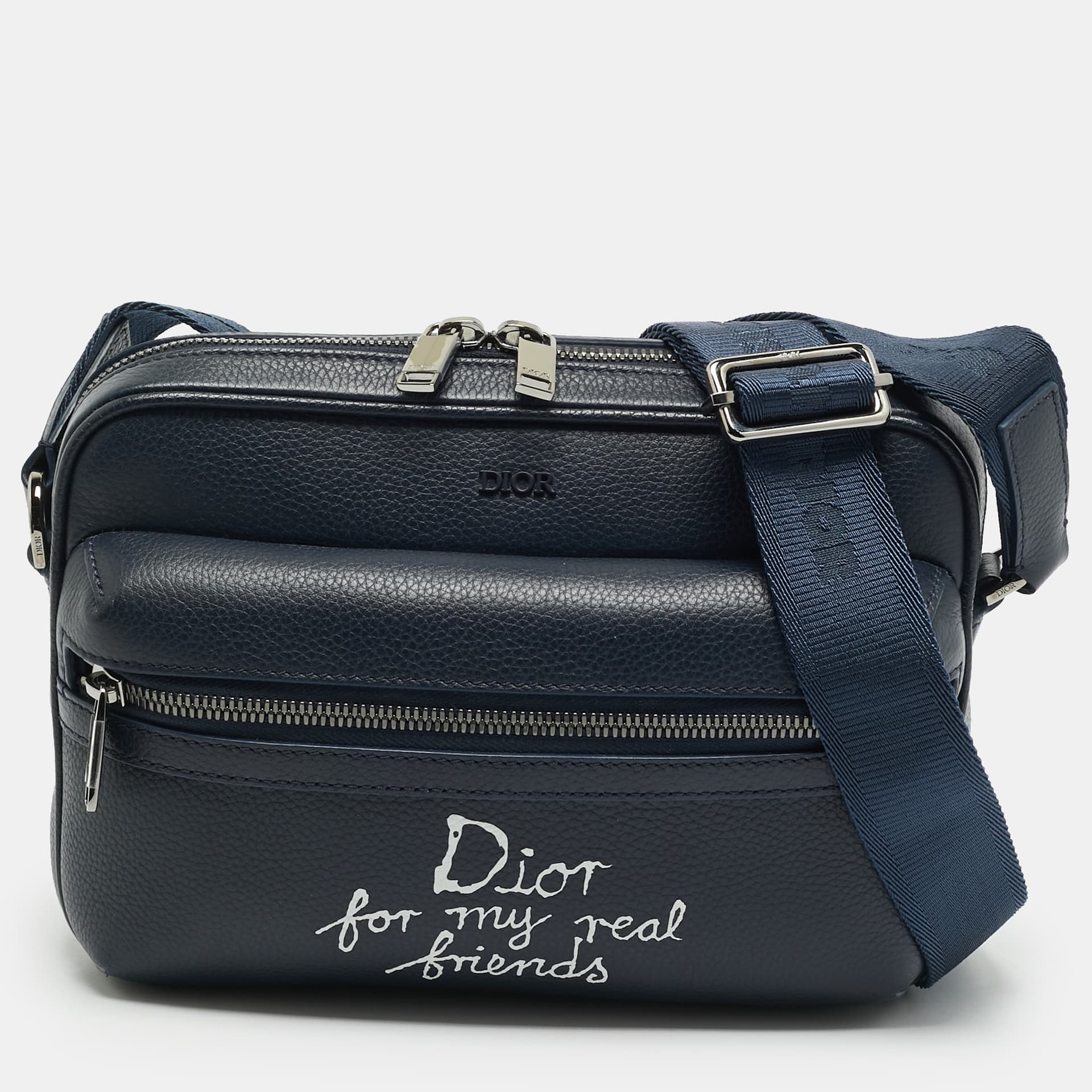Dior x Hylton Nel Rider Navy Blue Leather Messenger Bag
