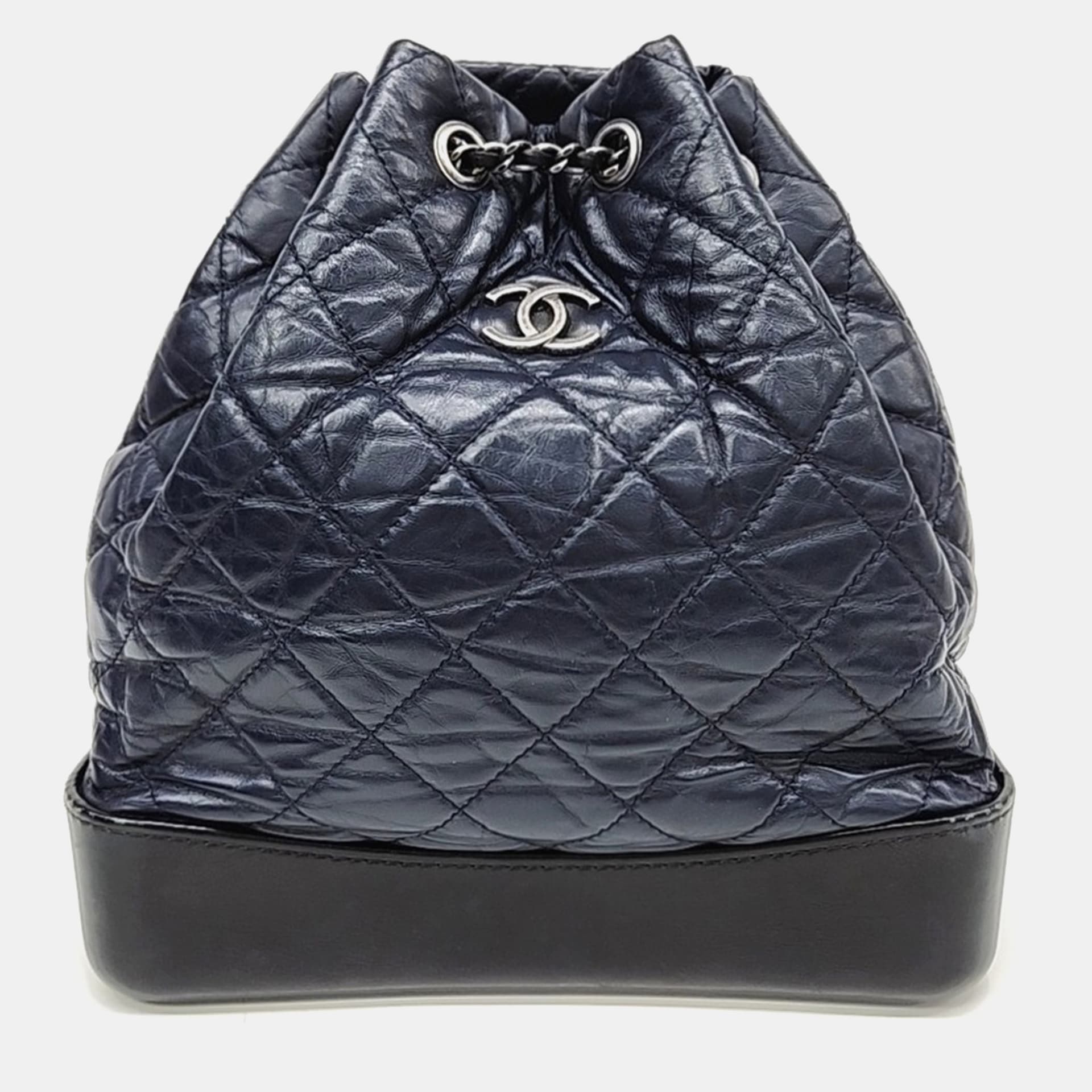 Chanel Gabrielle Small Blue Lambskin Leather Backpack Bag