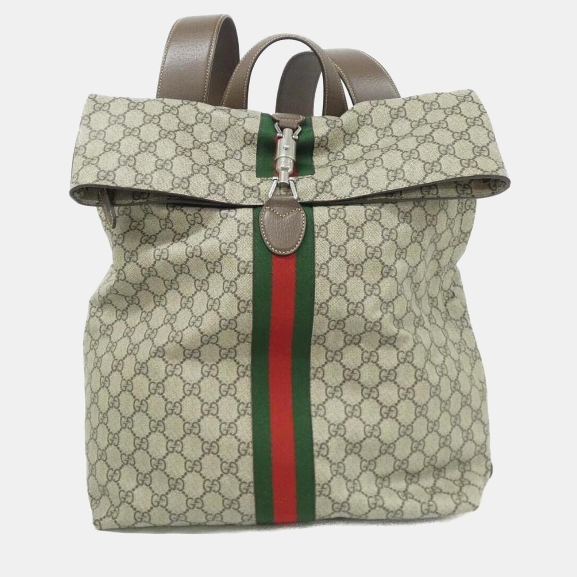 Gucci Jackie 1961 One Size Beige GG Supreme Canvas Backpack Bag