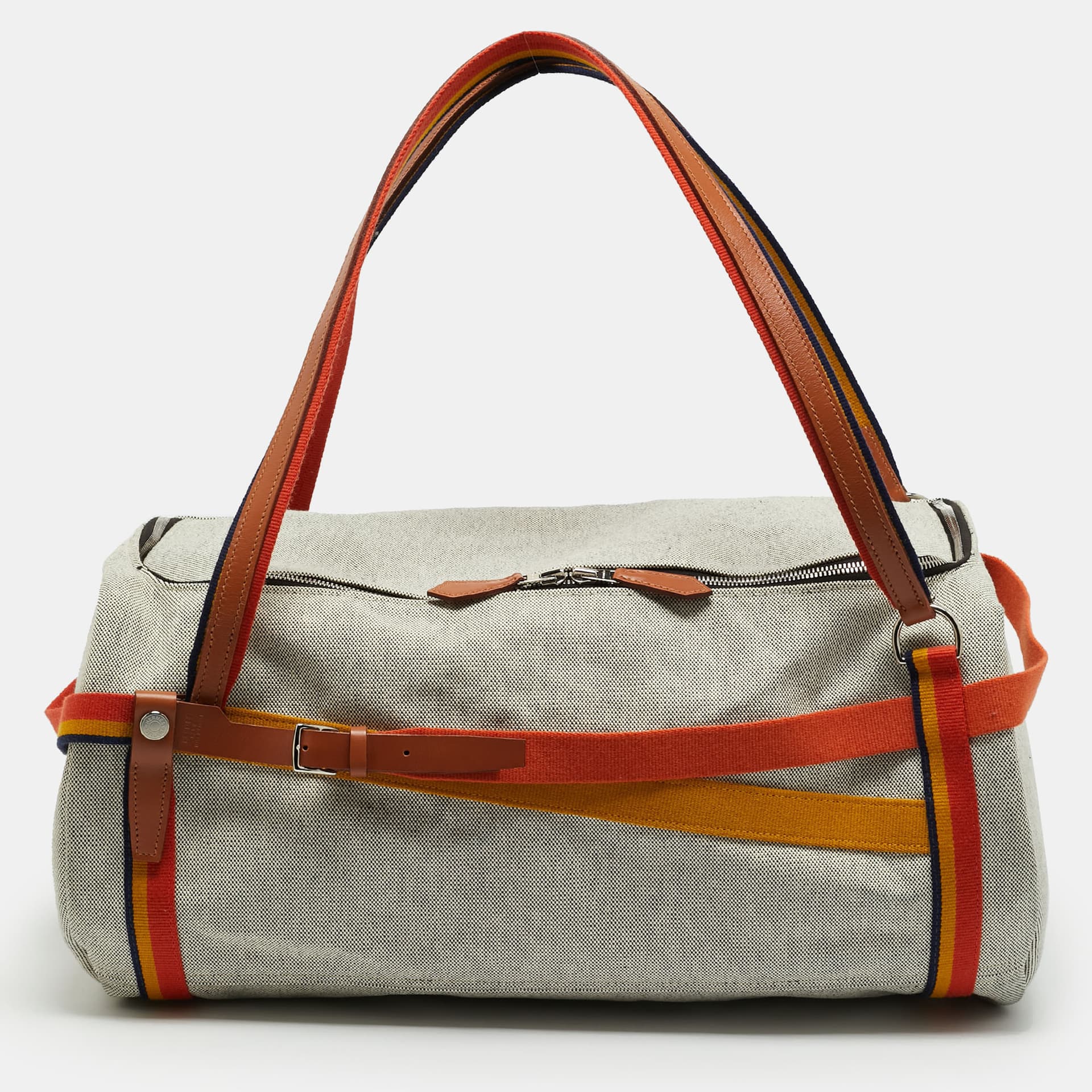 Herm&egrave;s Bridleback 50 Ecru/Noir/Fire/Amber Toile Goeland and Rocabar Duffel Bag