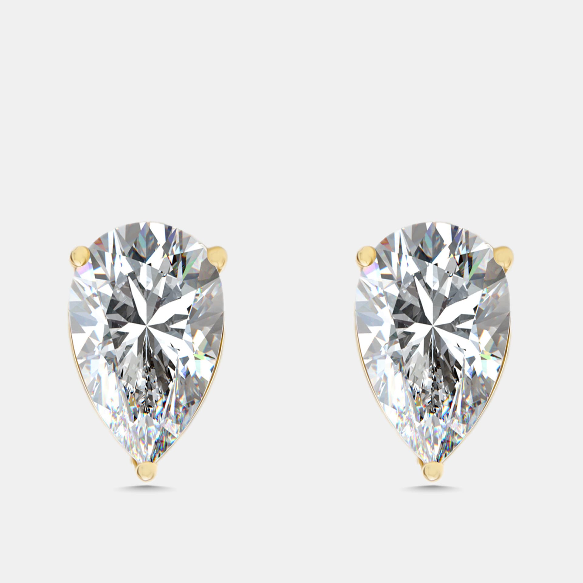 4 cts Pear Lab Grown Diamonds 18k Yellow Gold Earrings