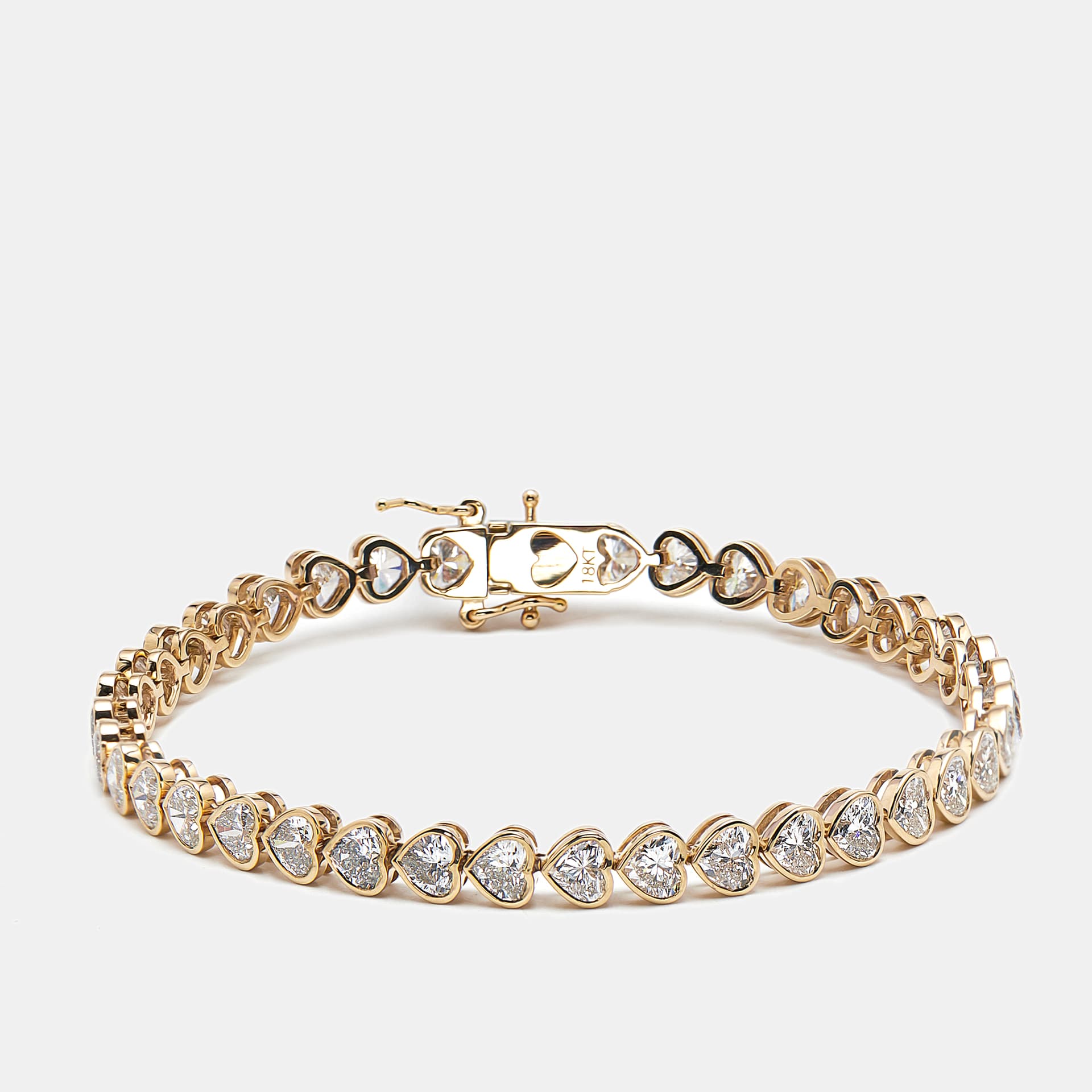 9.5 cts Heart Lab Grown Diamonds 18k Yellow Gold Bracelet