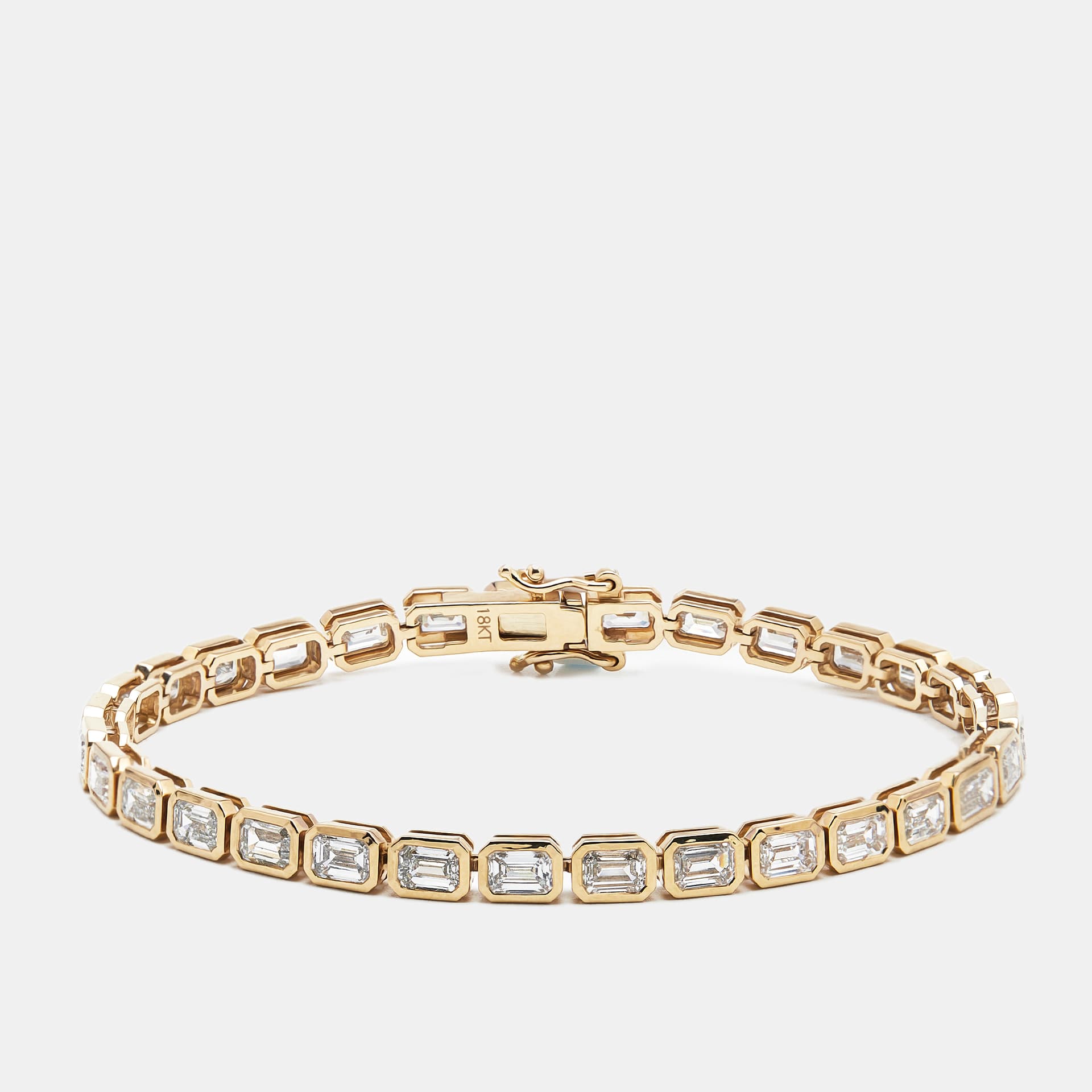 9.5 cts Emerald Cut Lab Grown Diamonds 18k Yellow Gold Bracelet