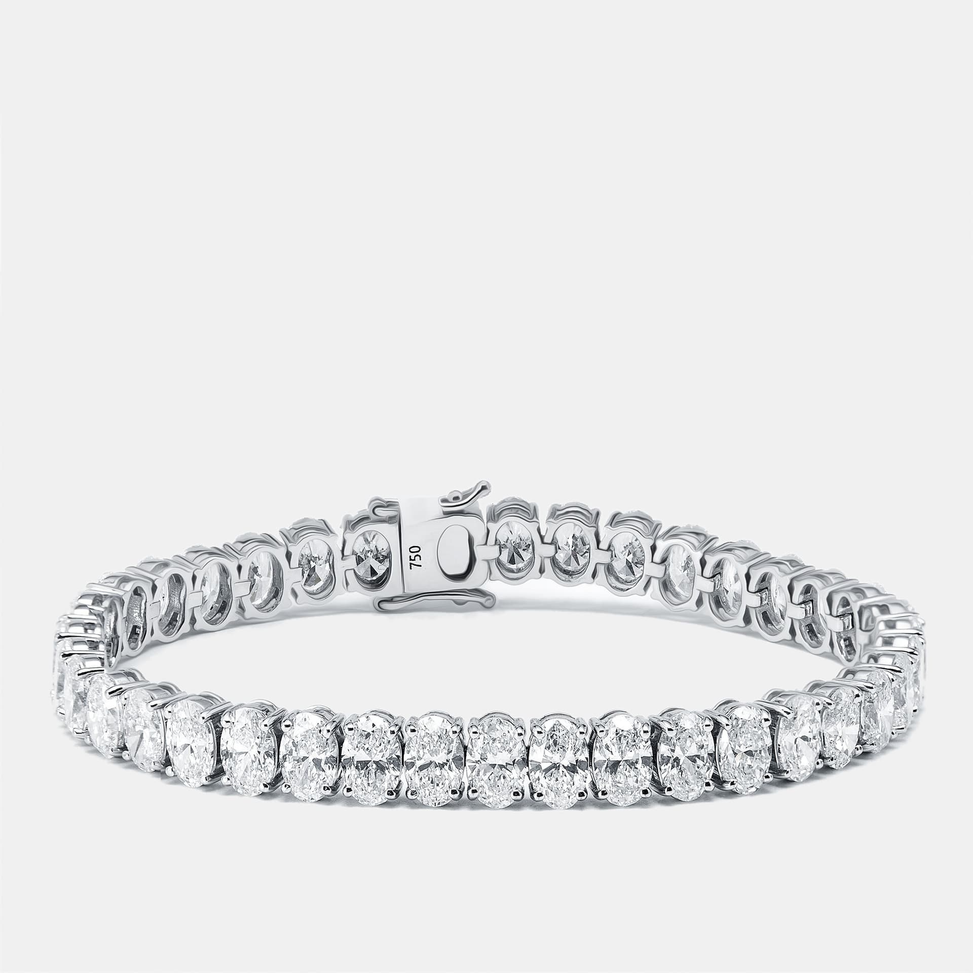 16 cts Oval Lab Grown Diamonds 18k White Gold Bracelet