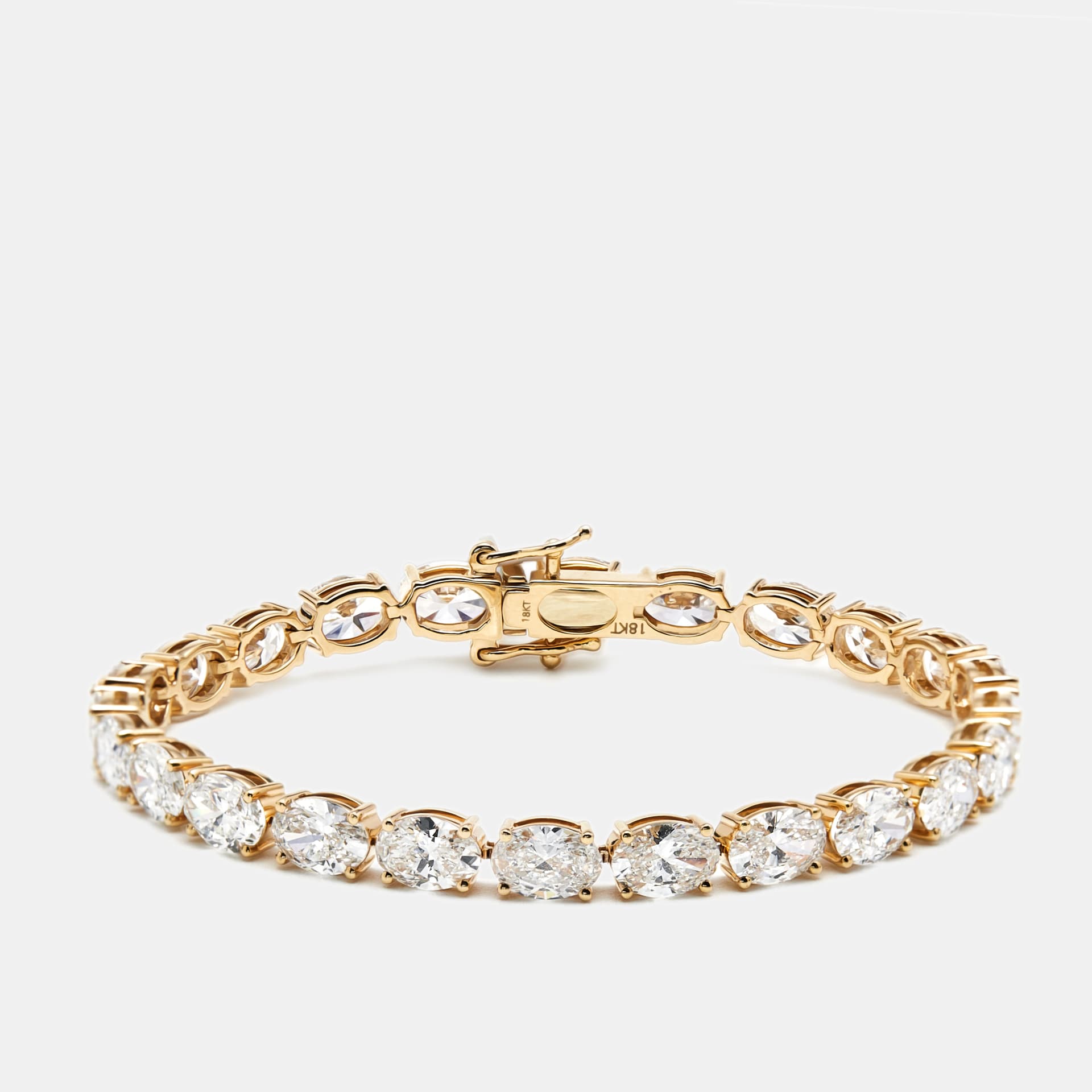 12.5 cts Oval Lab Grown Diamonds 18k Yellow Gold Bracelet
