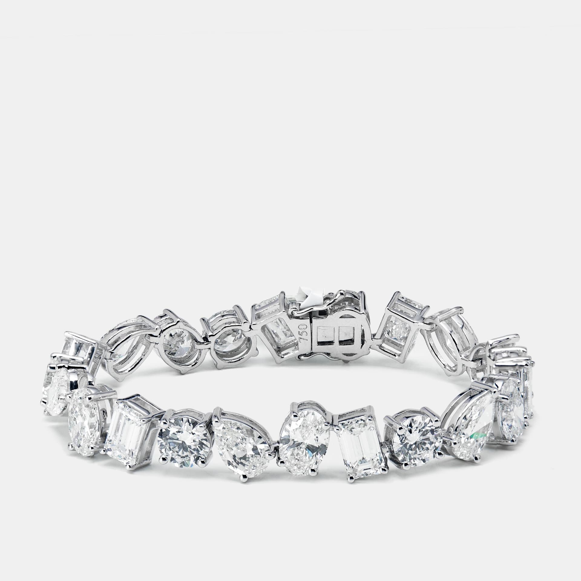23 cts Multi Shape Lab Grown Diamonds 18k White Gold Bracelet