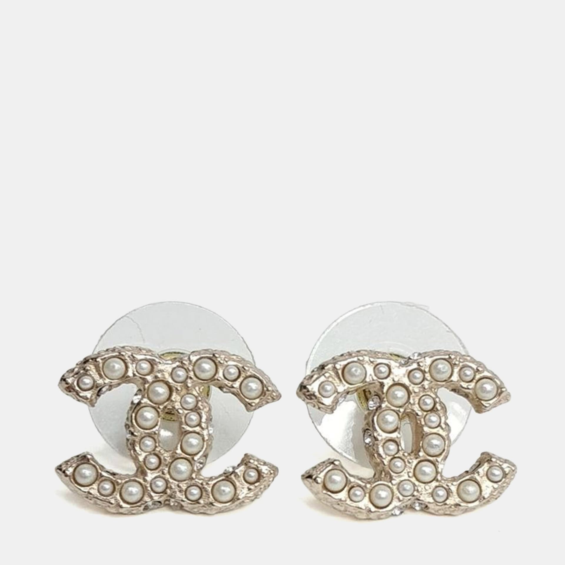 Chanel metal logo earrings
