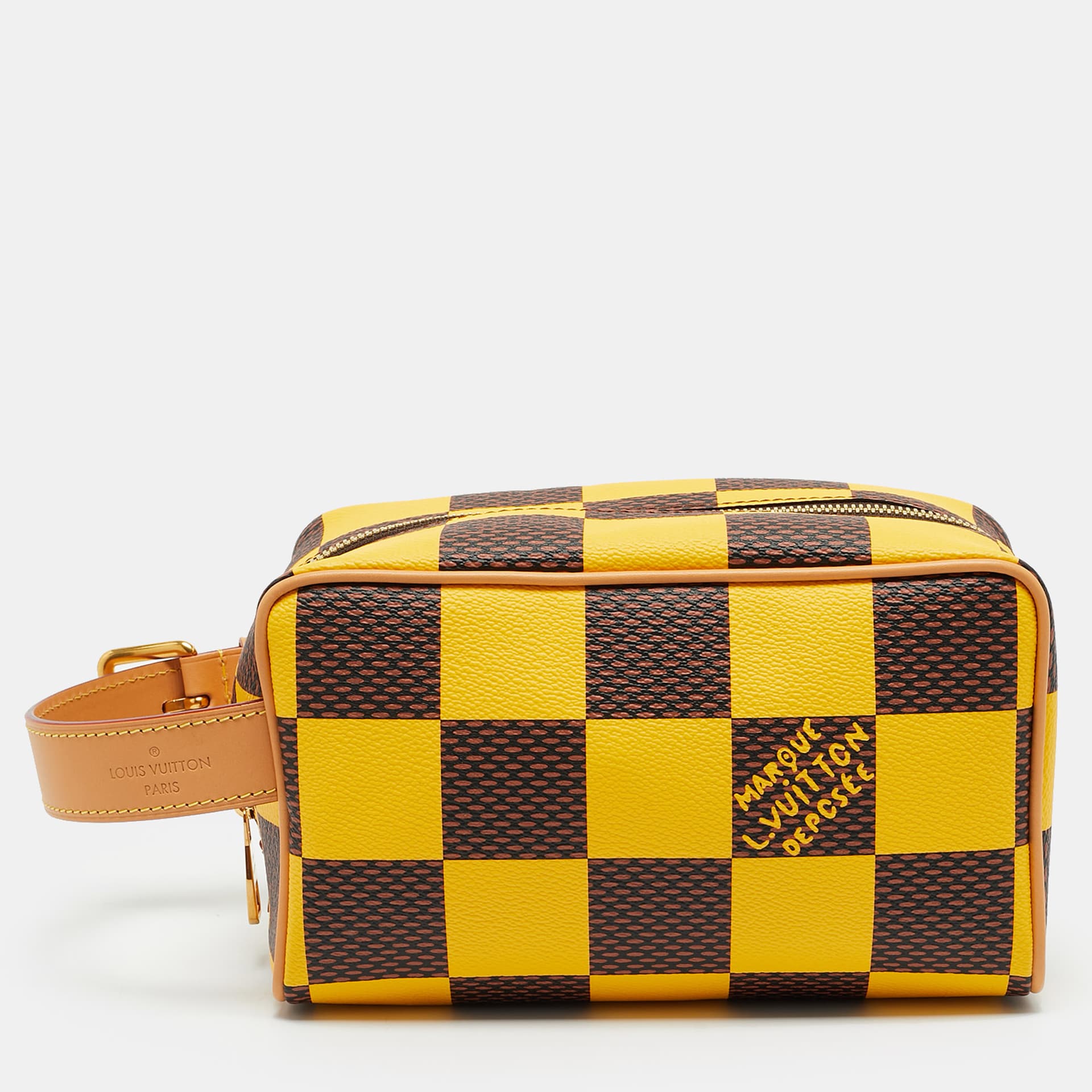 Louis Vuitton Locker Dopp Kit Yellow Damier Pop Canvas