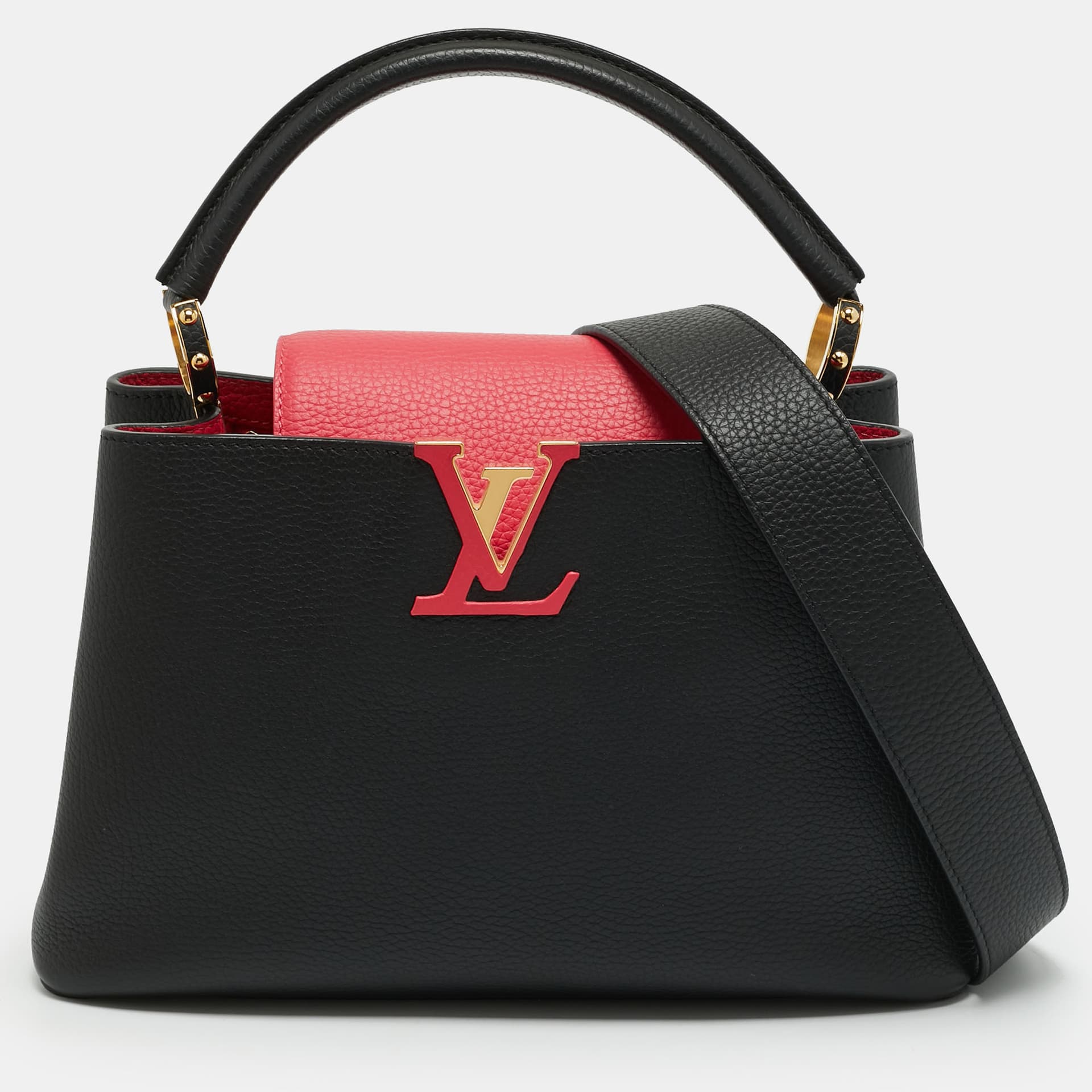 Louis Vuitton Capucines MM Black/Rose Berlingot Taurillon Leather Top Handle Bag