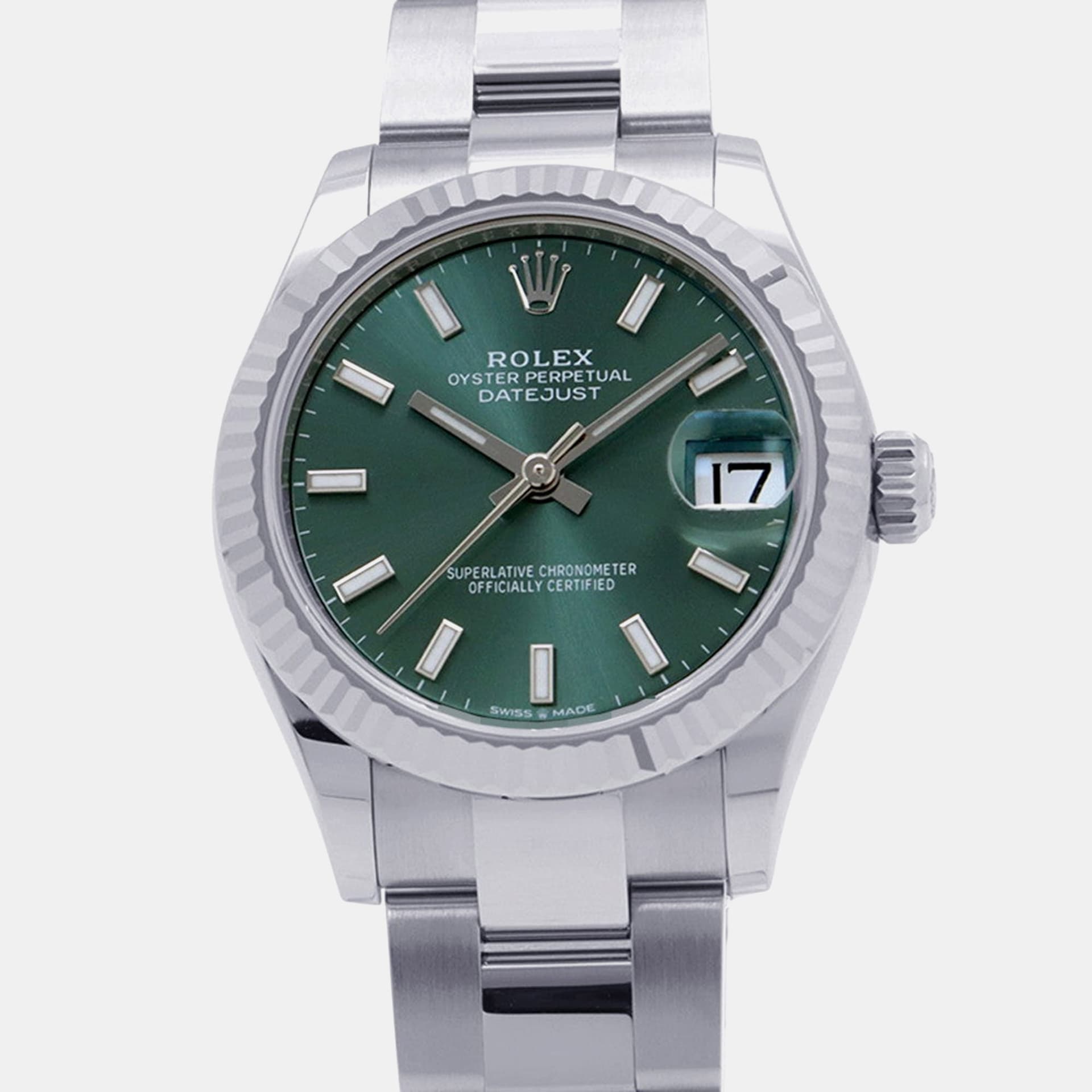 Rolex Datejust 278274 Green 18K White Gold Stainless Steel Automatic Women's Wristwatch 31mm