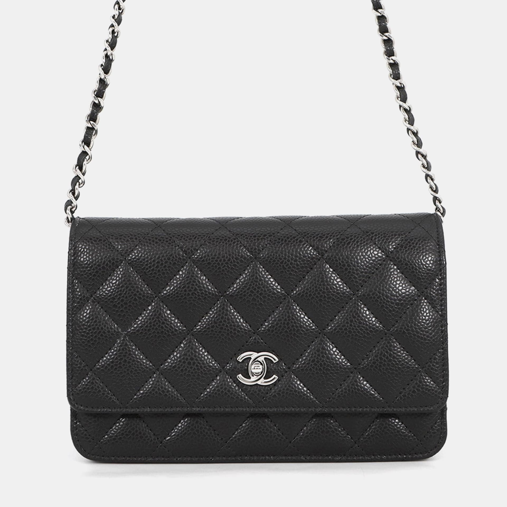 Chanel Wallet on Chain Black Caviar Leather Crossbody Bag