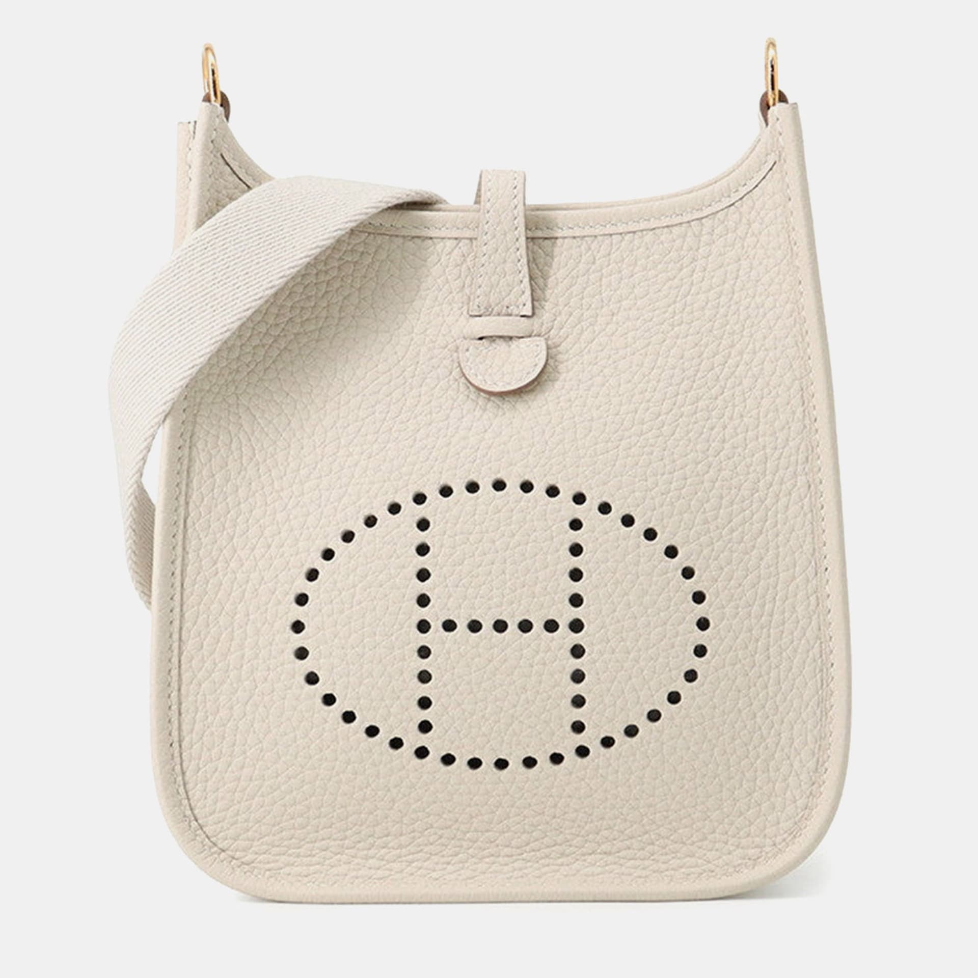 Hermes Evelyne TPM Craie Taurillon Clemence Leather Shoulder Bag