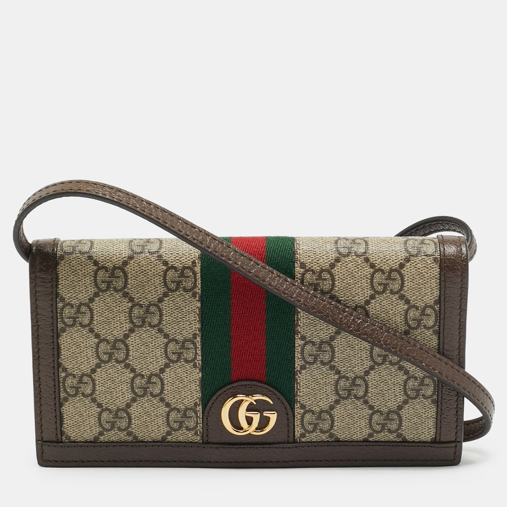 Gucci Ophidia Brown Coated Canvas and Leather Flap GG  Belt Bag