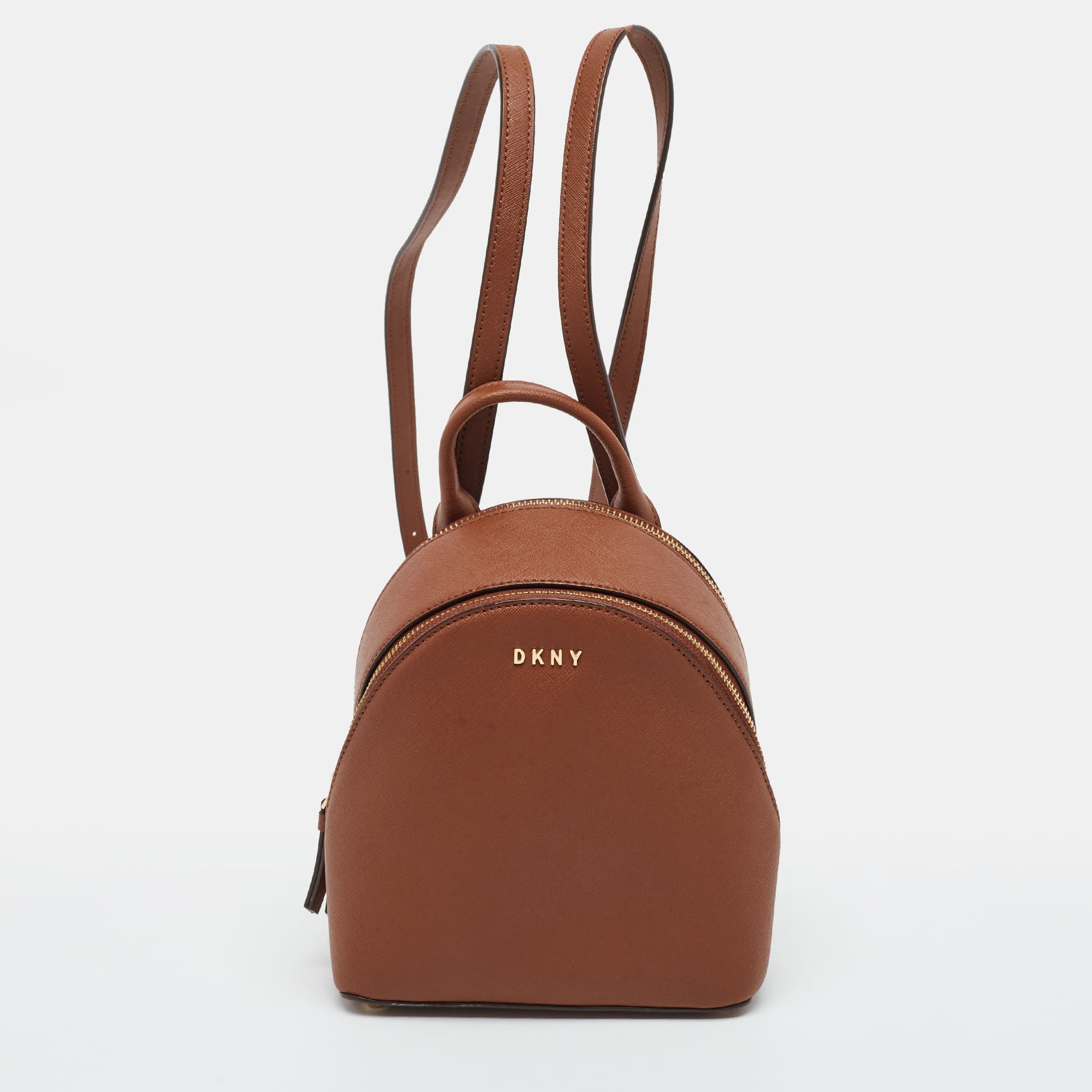 DKNY Bryan Mini Brown Saffiano Leather Backpack