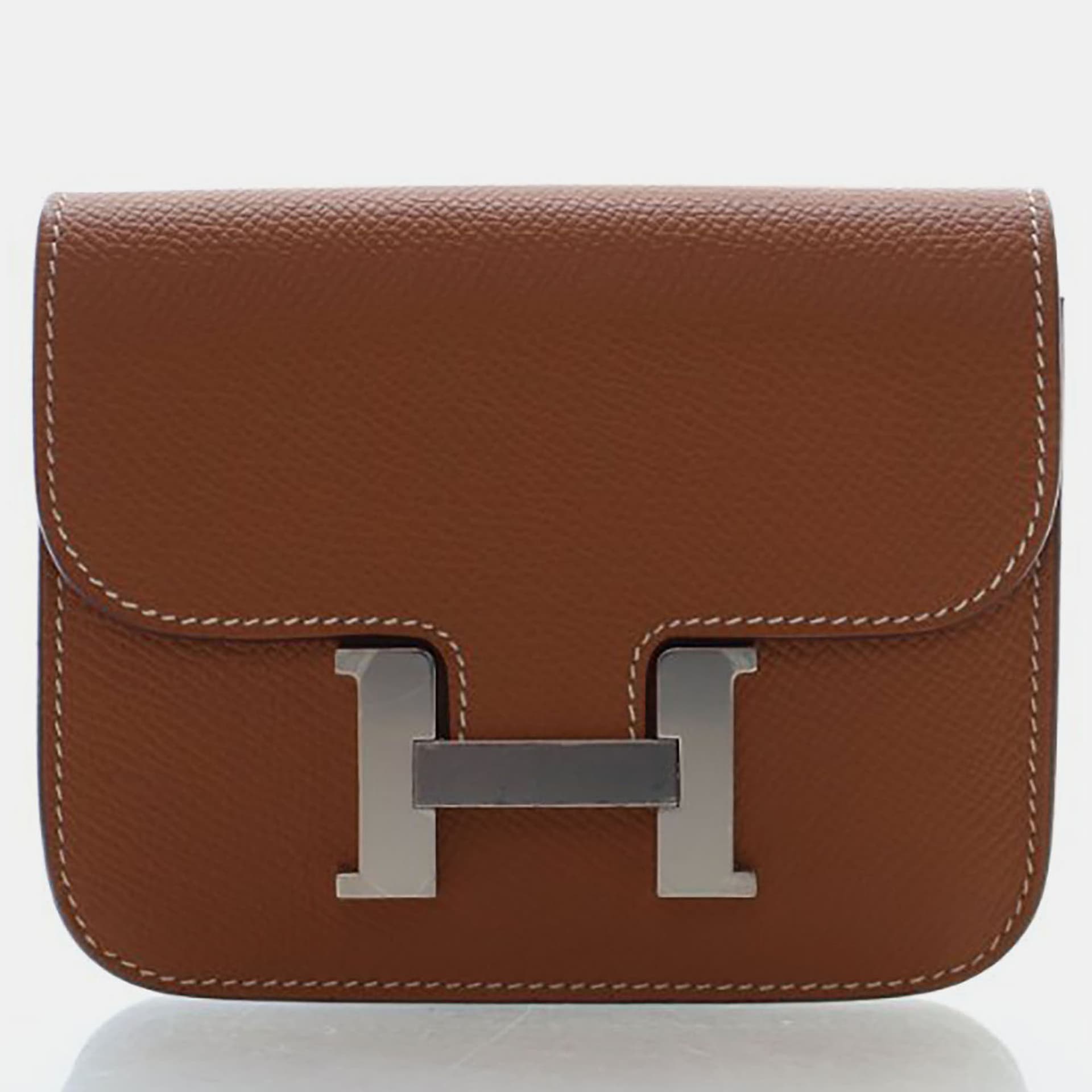 Hermes Constance Slim Gold Epsom Calfskin Leather Wallet Bag