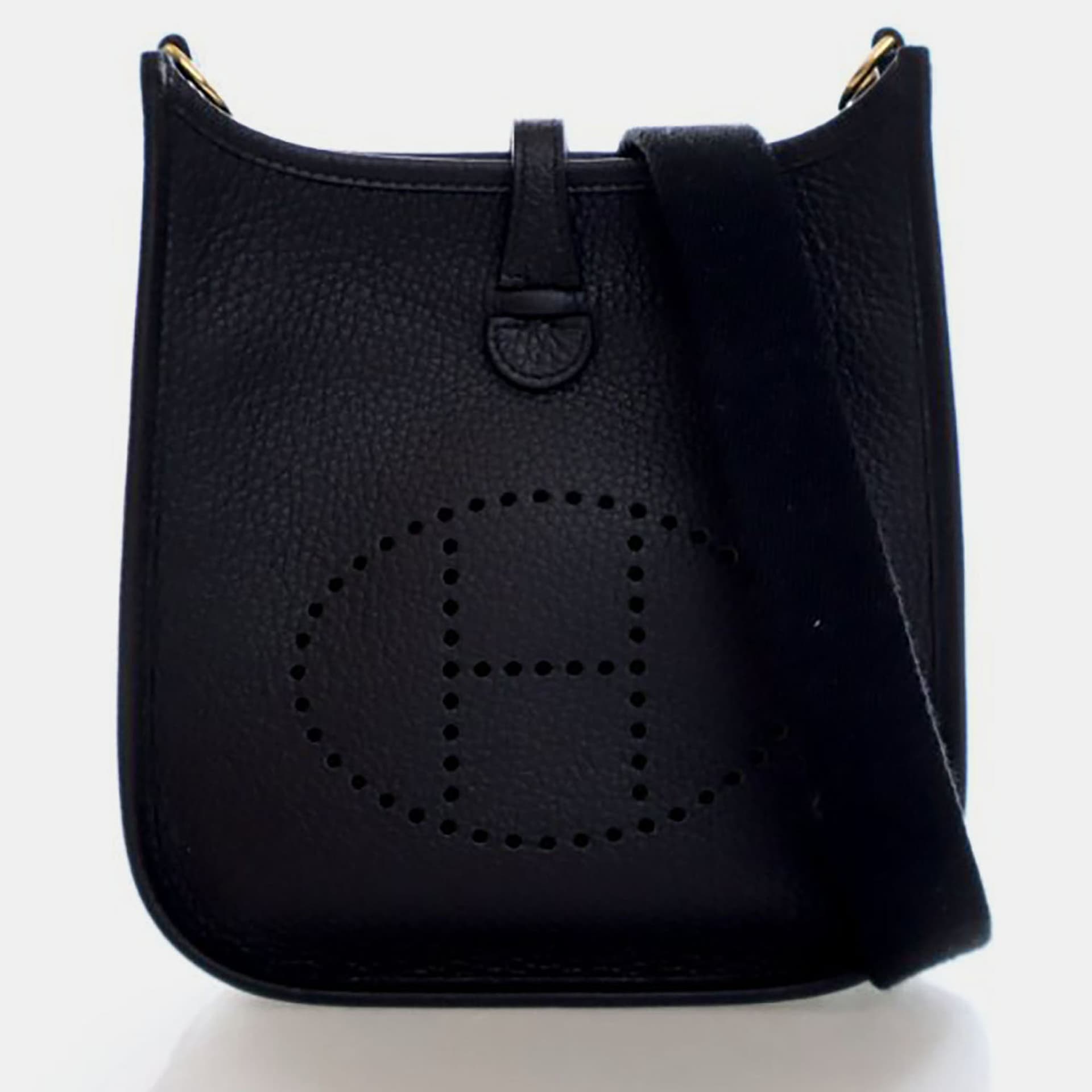 Hermes Evelyne TPM 16 Noir Clemence Calfskin Leather Shoulder Bag