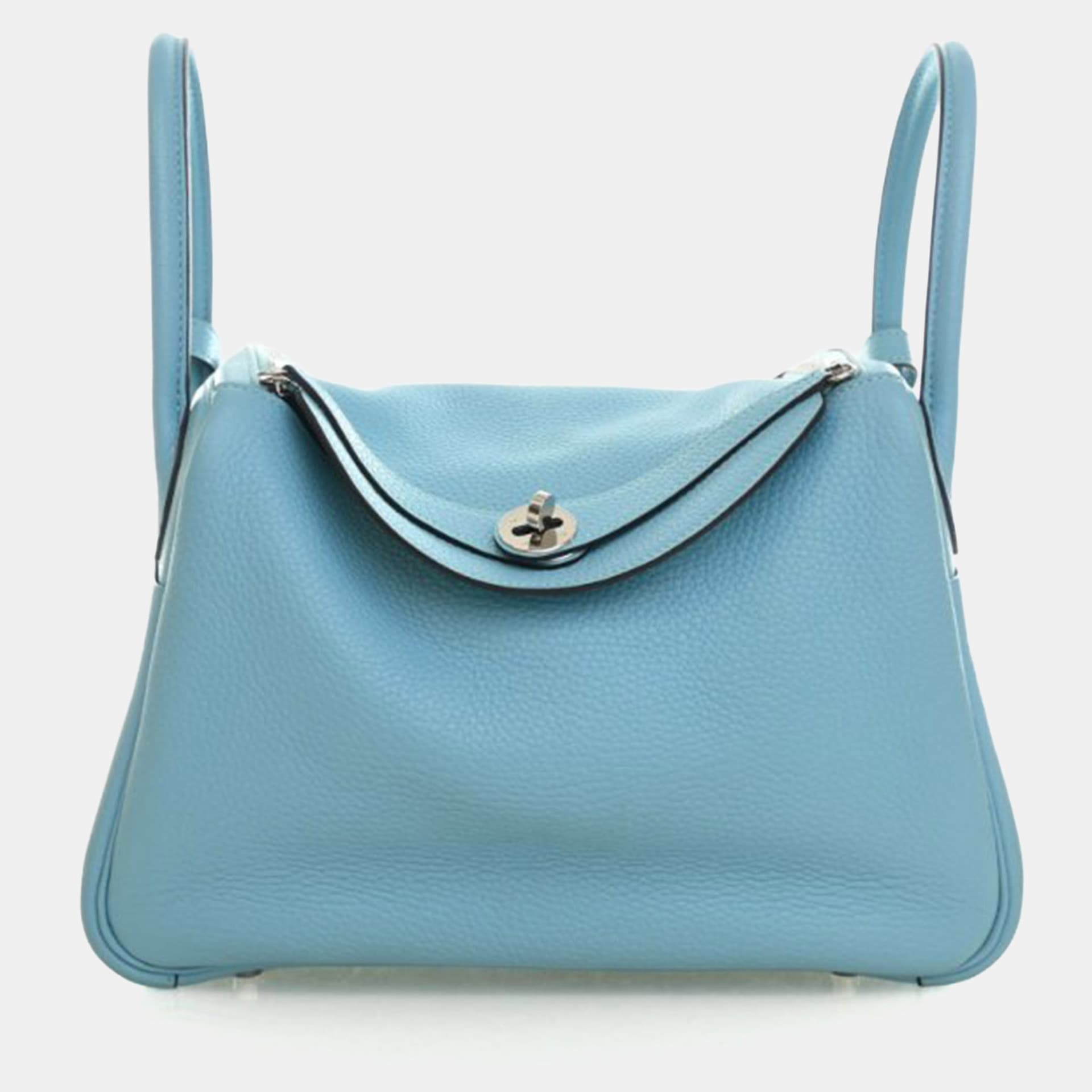 Hermes Lindy 30 Bleu Atoll Clemence Leather Shoulder Bag