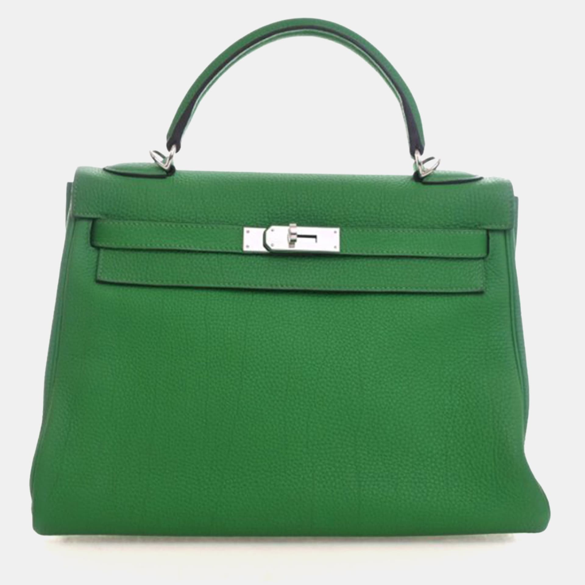Hermes Kelly 32 Bambou Togo Calfskin Leather Top Handle Bag