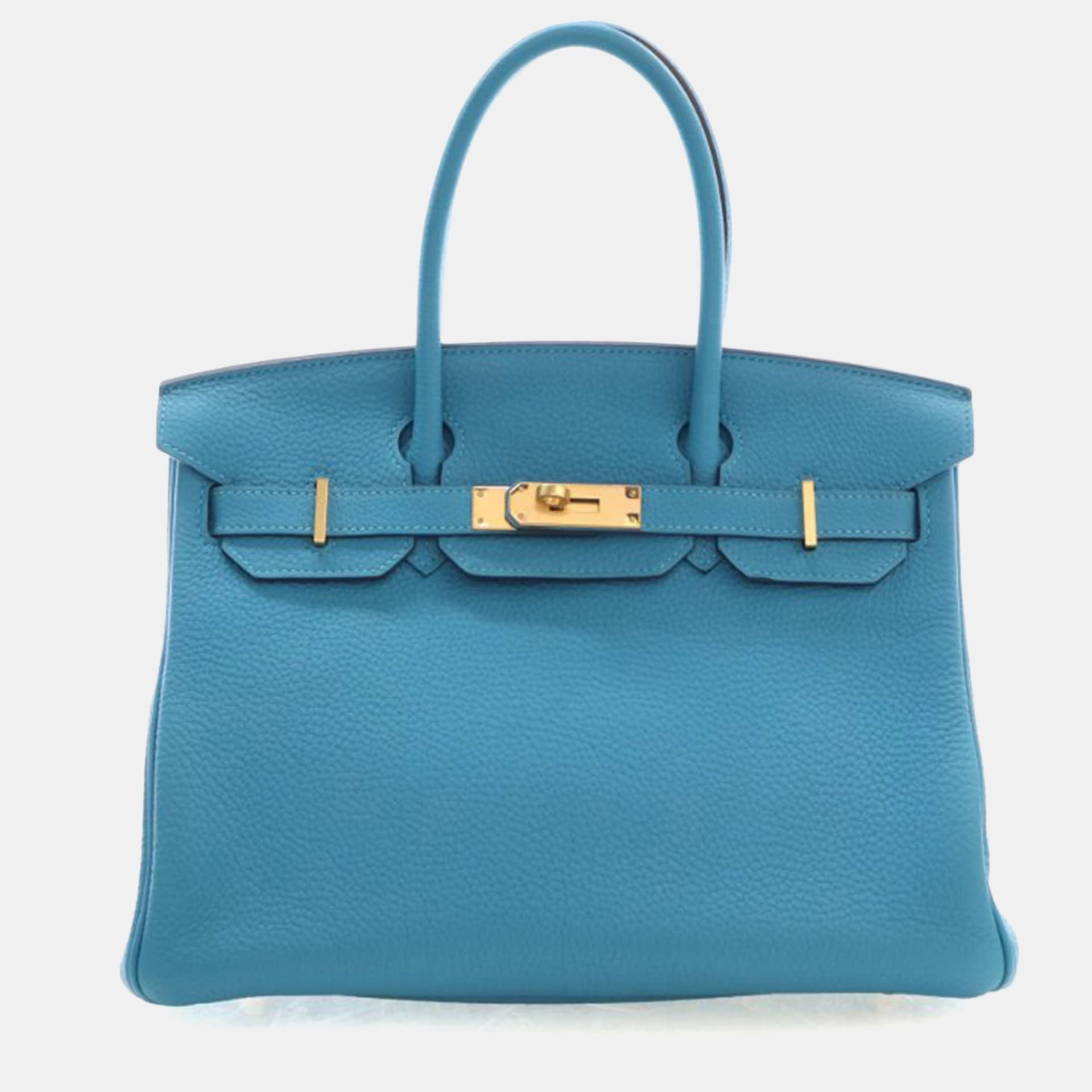 Hermes Birkin 30 Turquoise Togo Calfskin Leather Top Handle Bag
