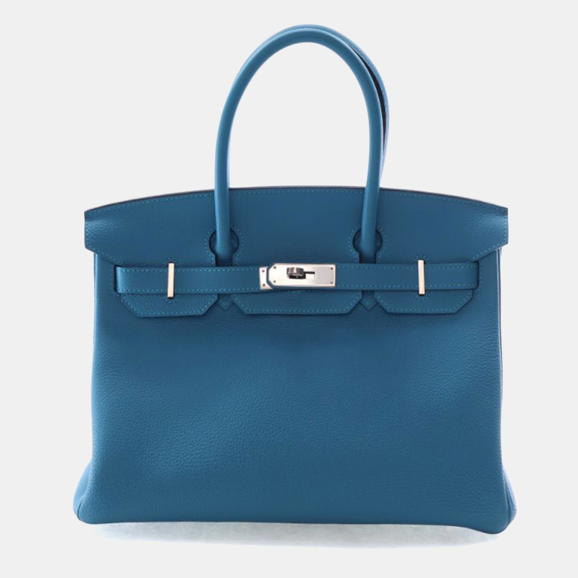 Hermes Birkin 30 Blue Izmir Togo Calfskin Leather Top Handle Bag
