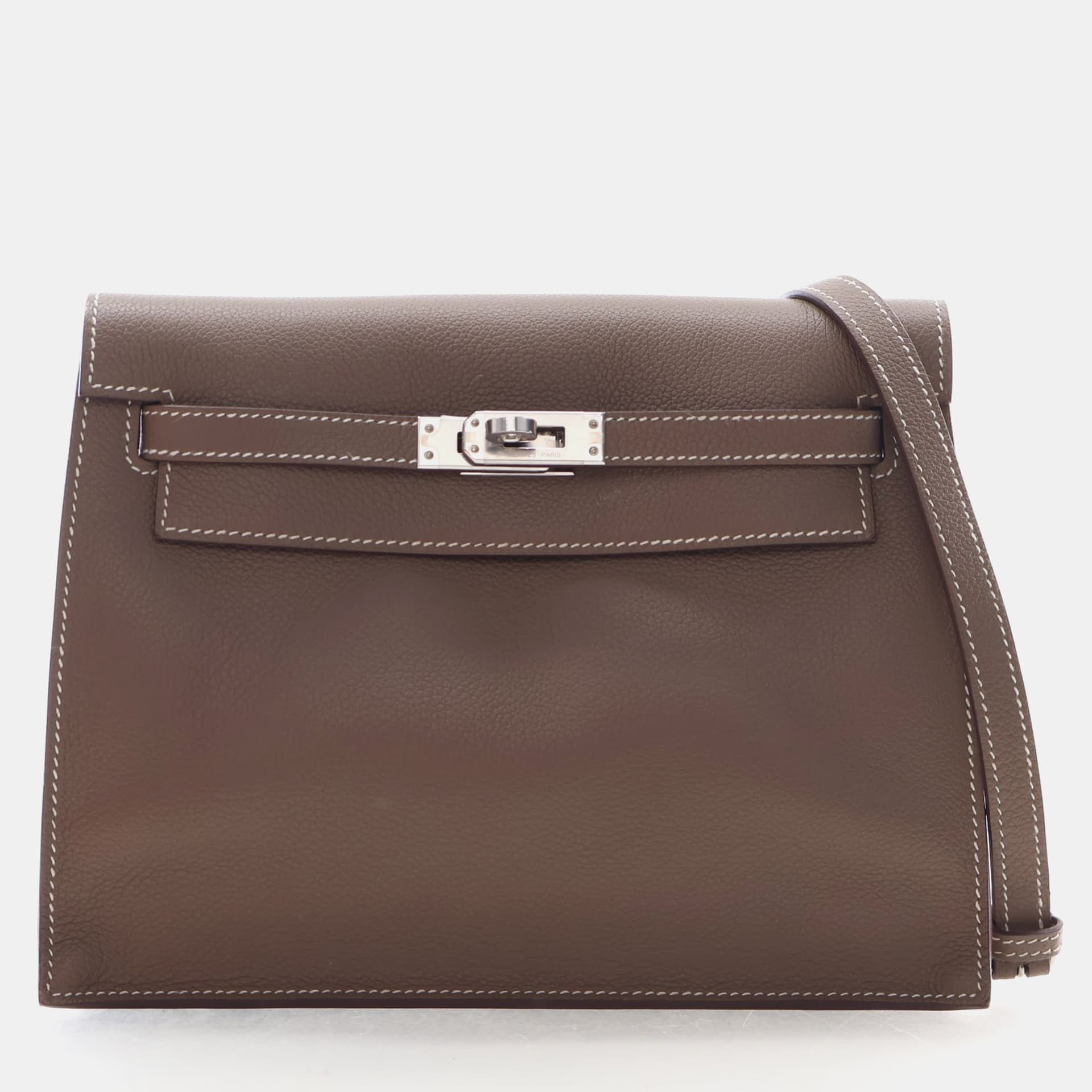 Hermes Kelly Danse II Etoupe Evercolor Calfskin Leather Shoulder Bag