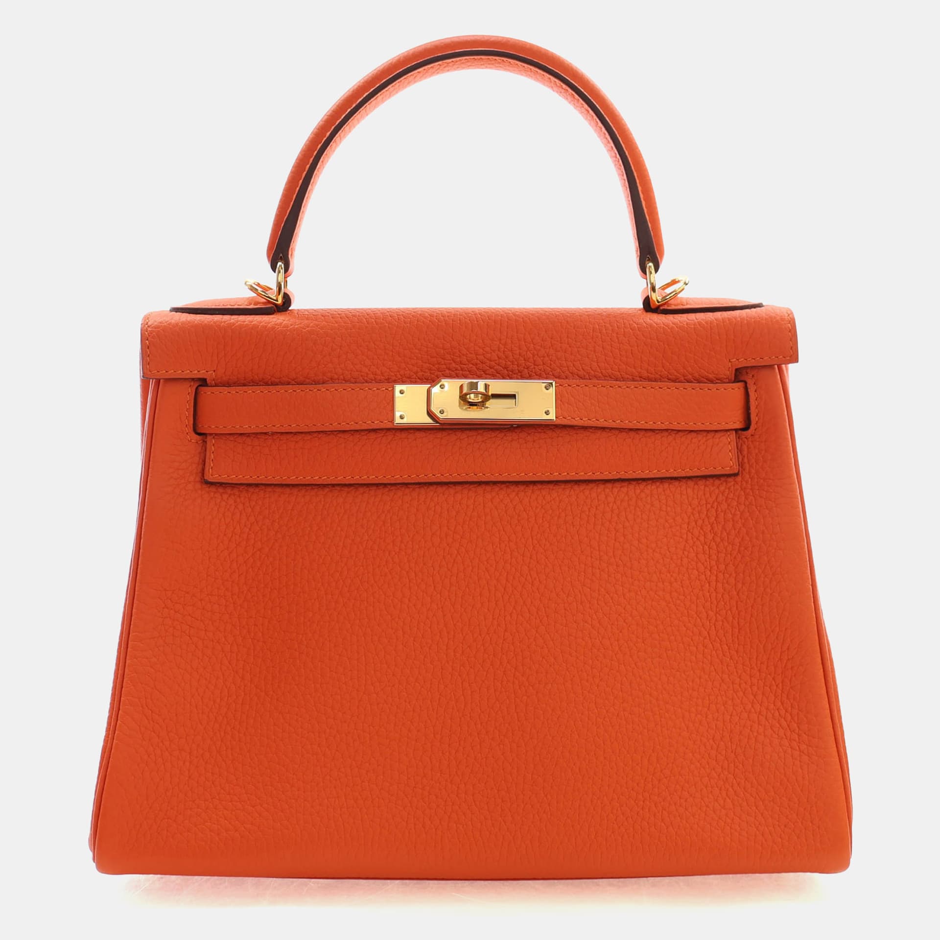 Hermes Kelly 28 Terre Battue Togo Calfskin Leather Top Handle Bag