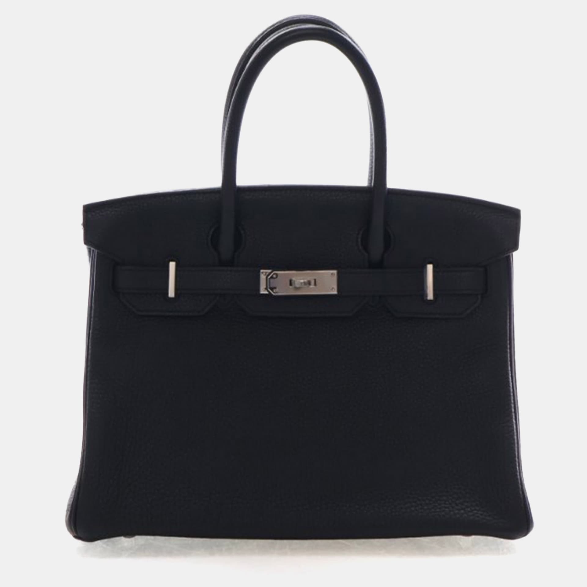 Hermes Birkin 30 Noir Togo Calfskin Leather Top Handle Bag