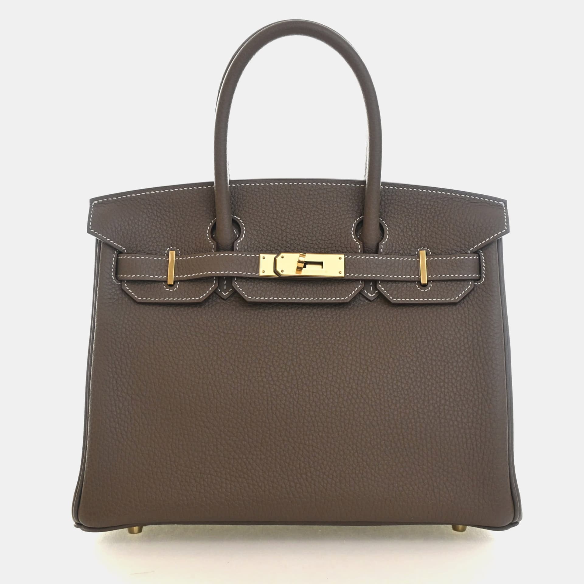 Hermes Birkin 30 Etoupe Clemence Leather Top Handle Bag
