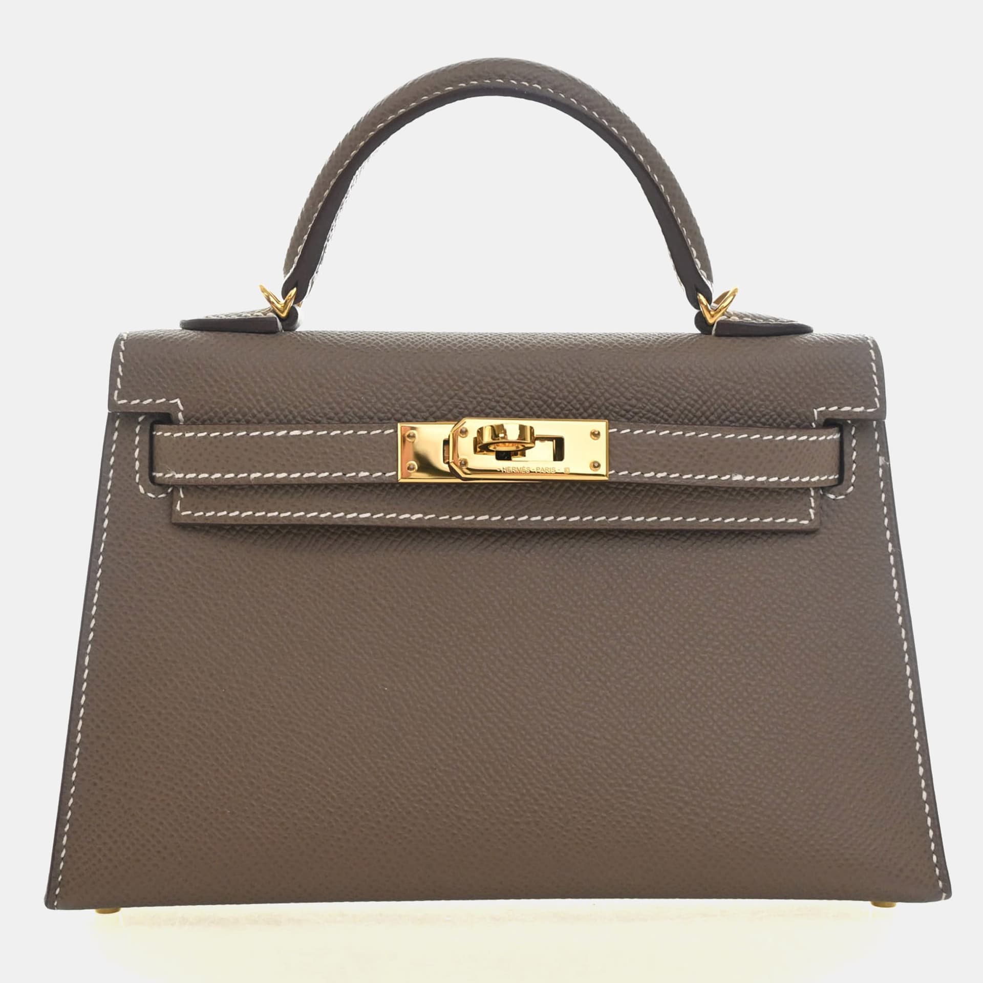 Hermes Kelly 20 Etoupe Epsom Calfskin Leather Top Handle Bag