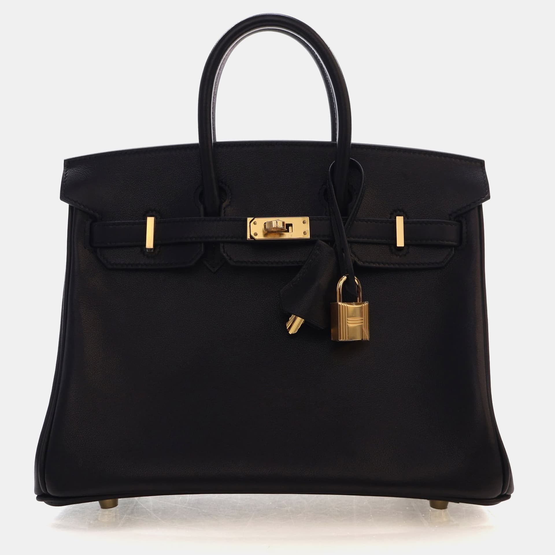 Hermes Birkin 25 Black Volupto Calfskin Leather Top Handle Bag