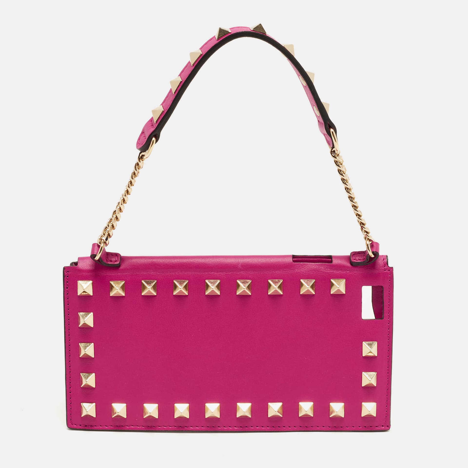 Valentino Fuchsia Leather Rockstud Wristlet iPhone Case
