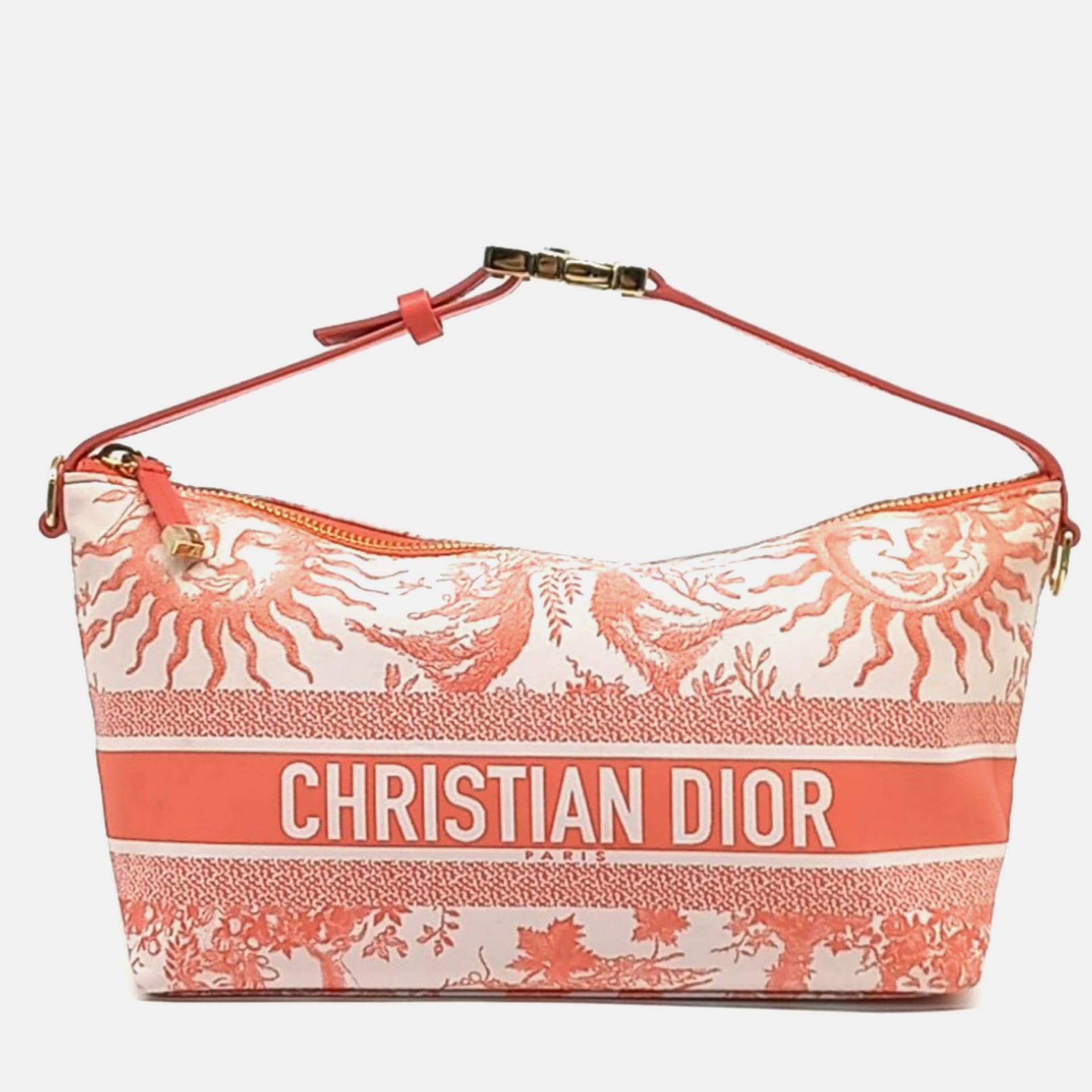 Christian Dior Orange Fabric Travel Nomad Pouch Medium