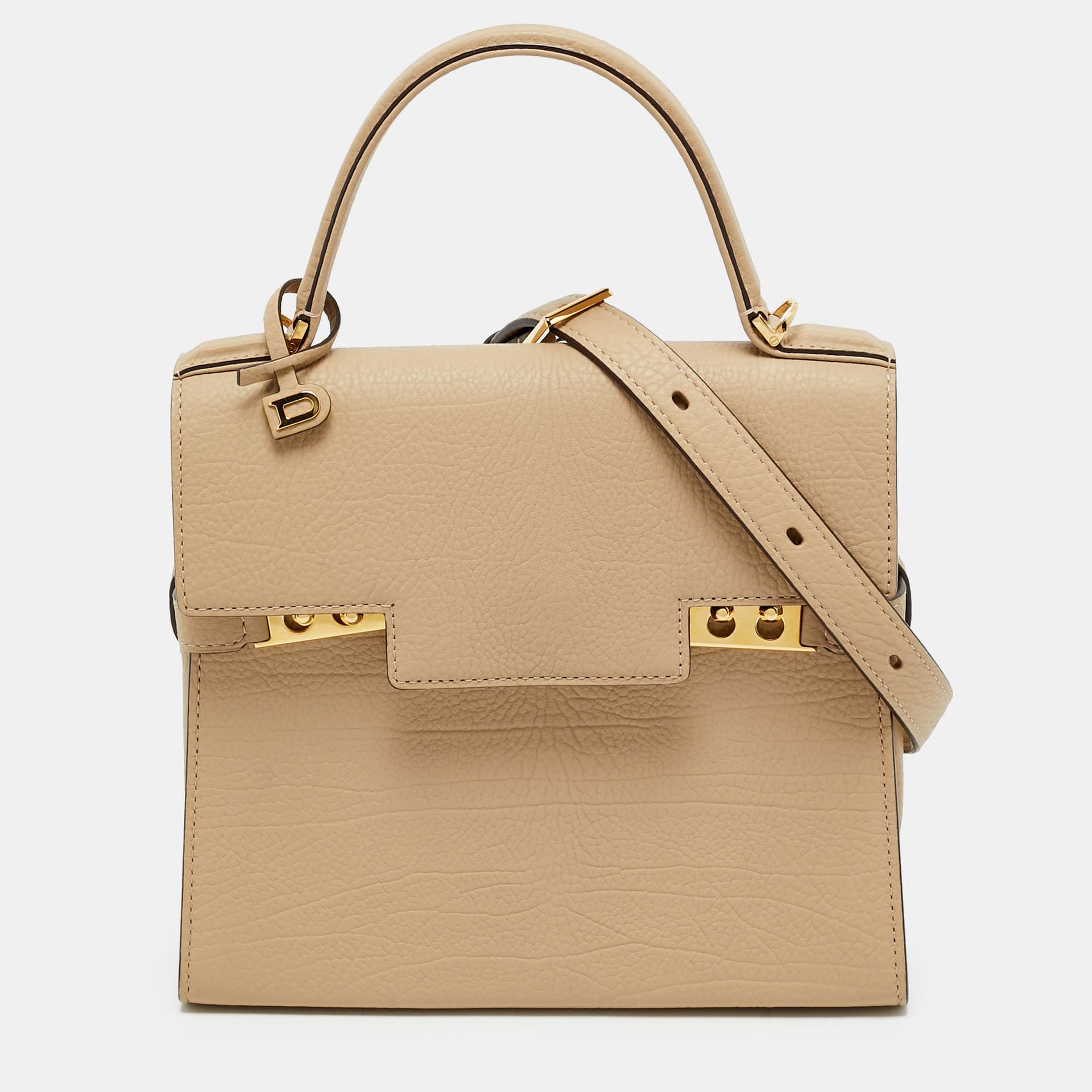 Delvaux Le Temp&ecirc;te PM Beige Leather Top Handle Bag