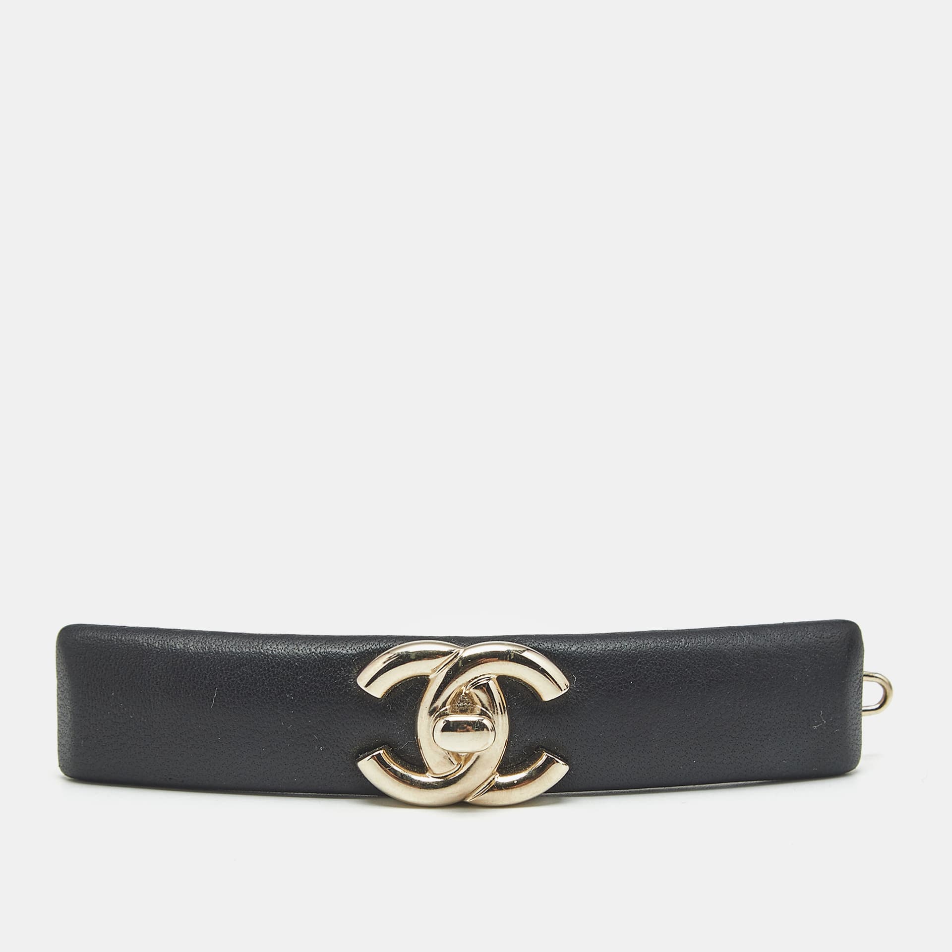 Chanel CC Leather Gold Tone Clip