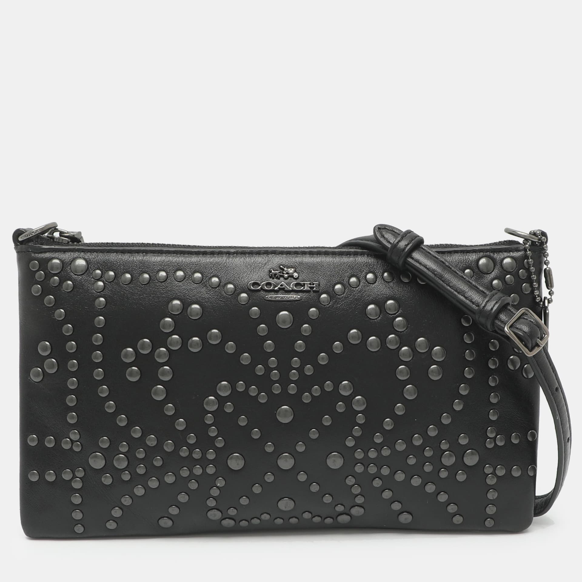 Coach Kylie Stud Mini Black Leather Crossbody Bag