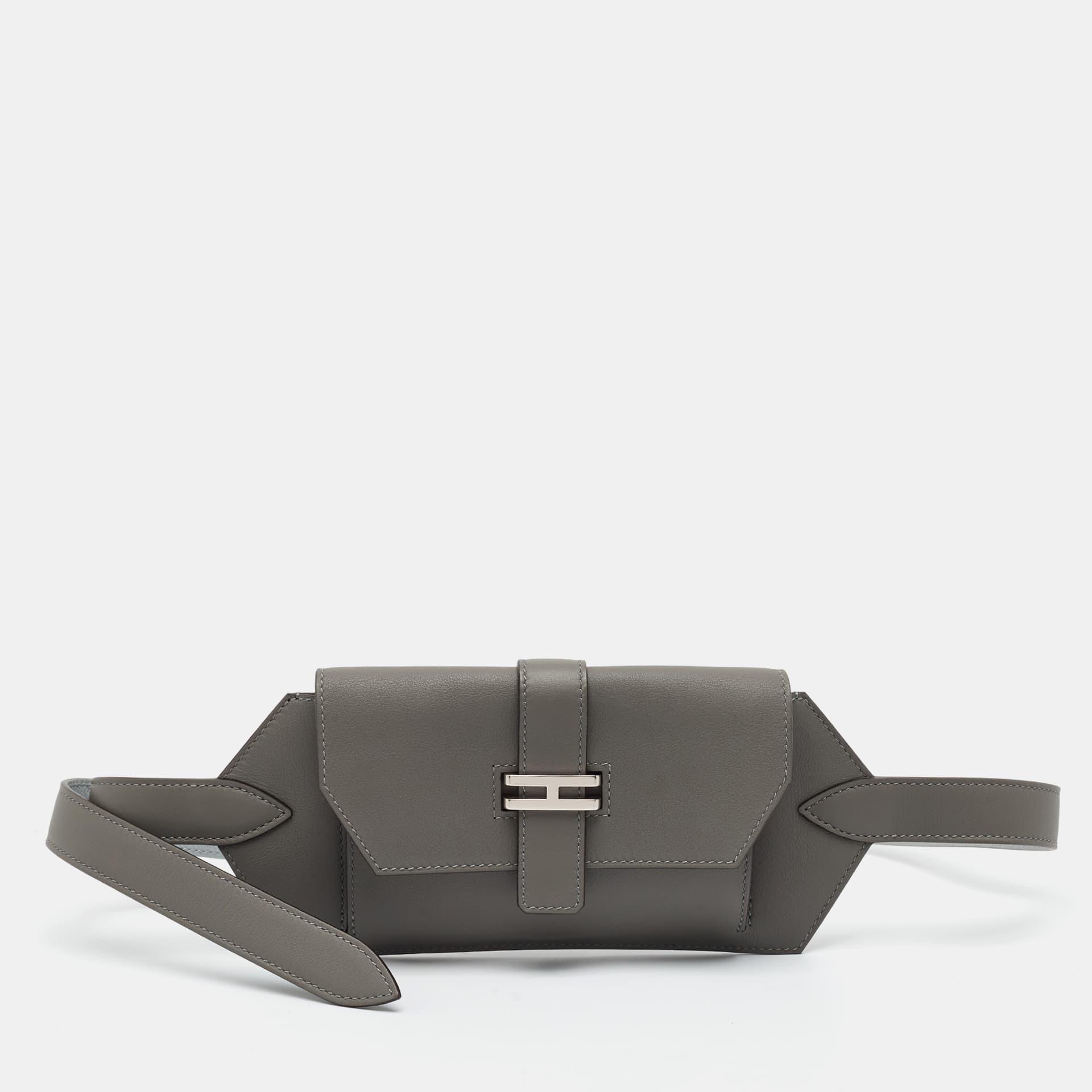 Herm&egrave;s Elan Pocket 24 Gris Meyer/Bleu Glacier Swift and Epsom Leather Belt Bag