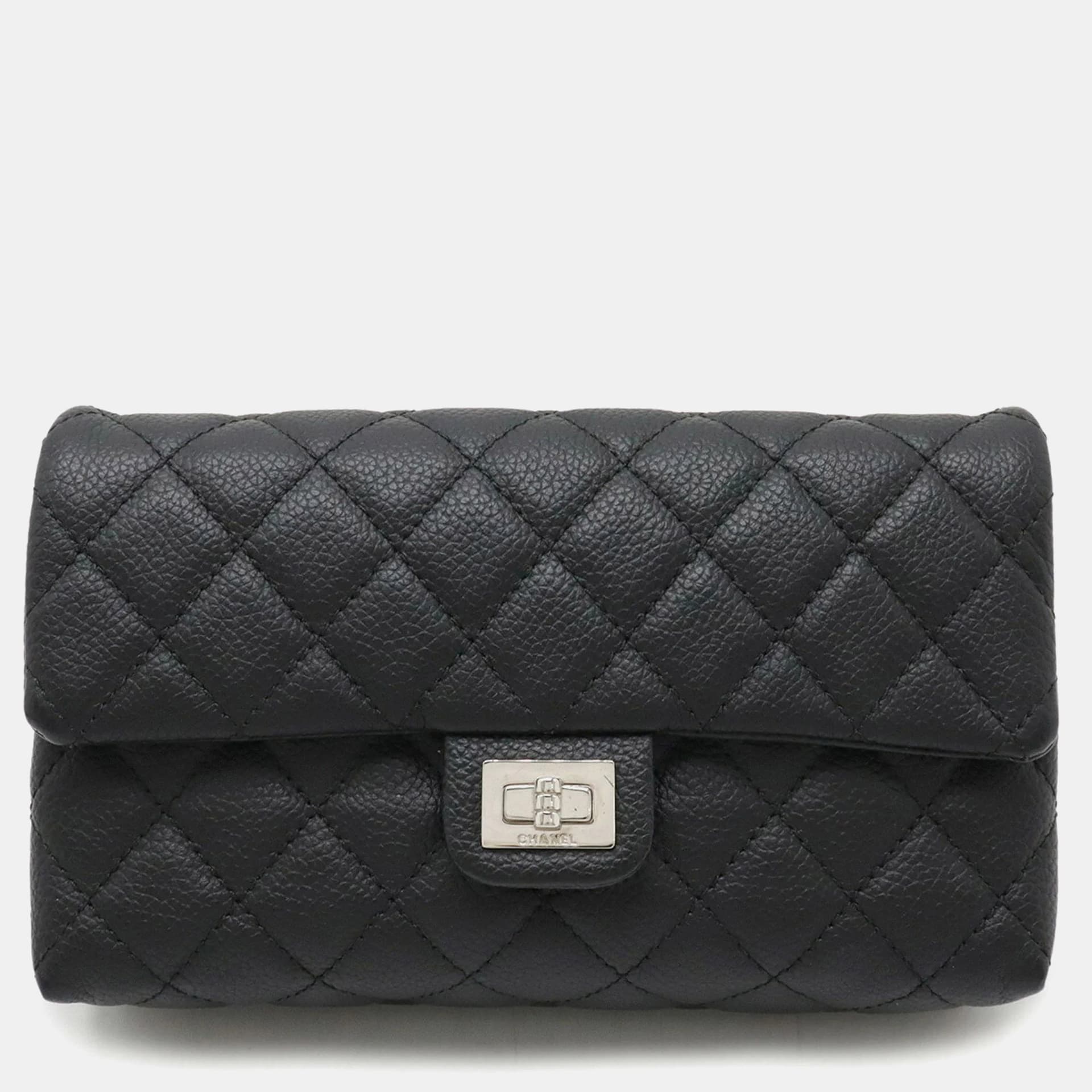 Chanel 2.55 Matelasse Staff Uniform Black Grained Calfskin Leather Waist Bag
