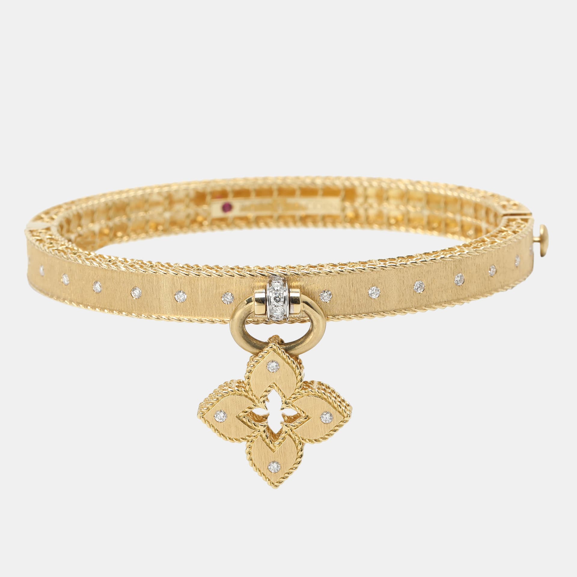 Roberto Coin Venetian Princess Diamond 18k Yellow Gold Bangle Bracelet cm
