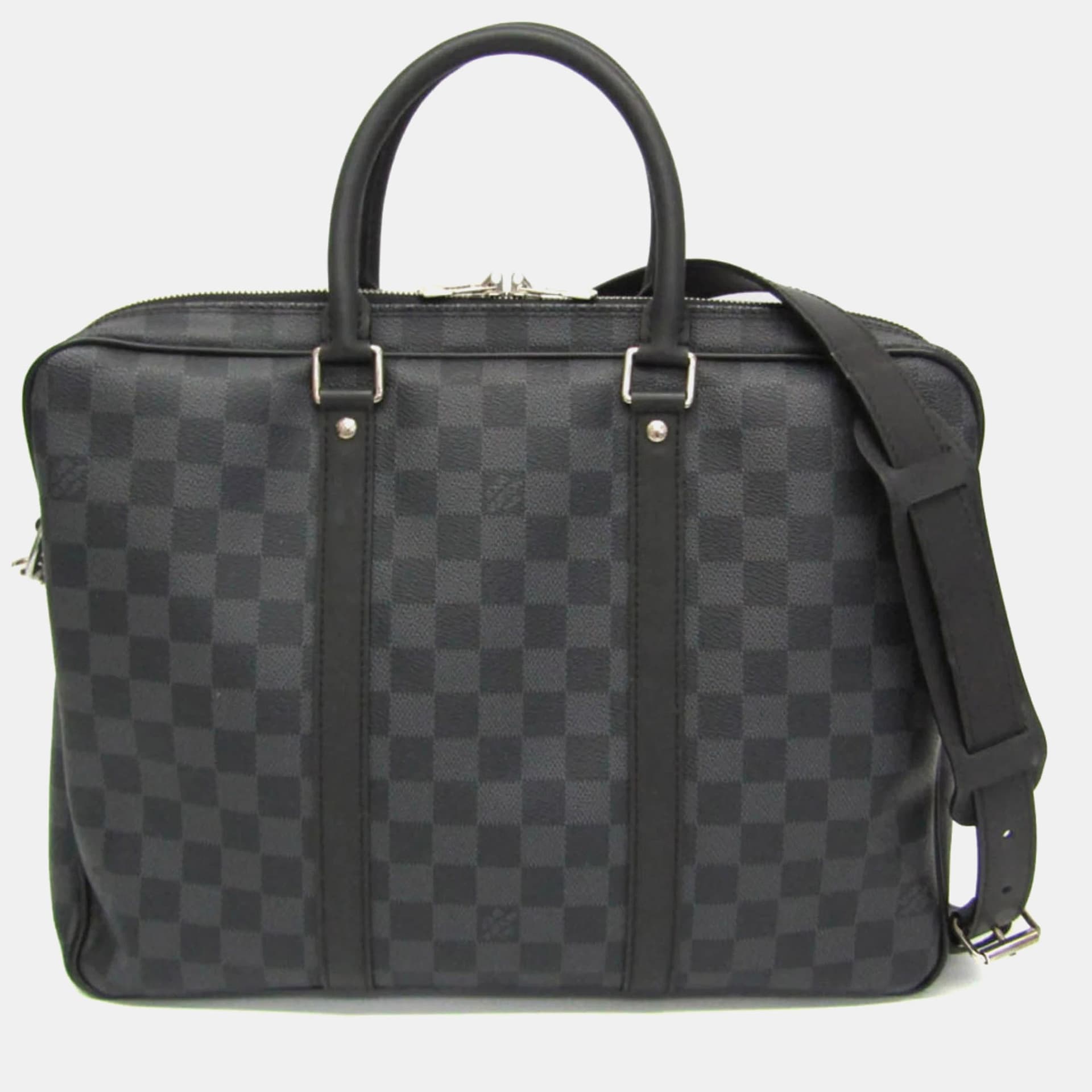 Louis Vuitton Porte Documents Voyage PM Black Damier Graphite Coated Canvas Briefcase Bag