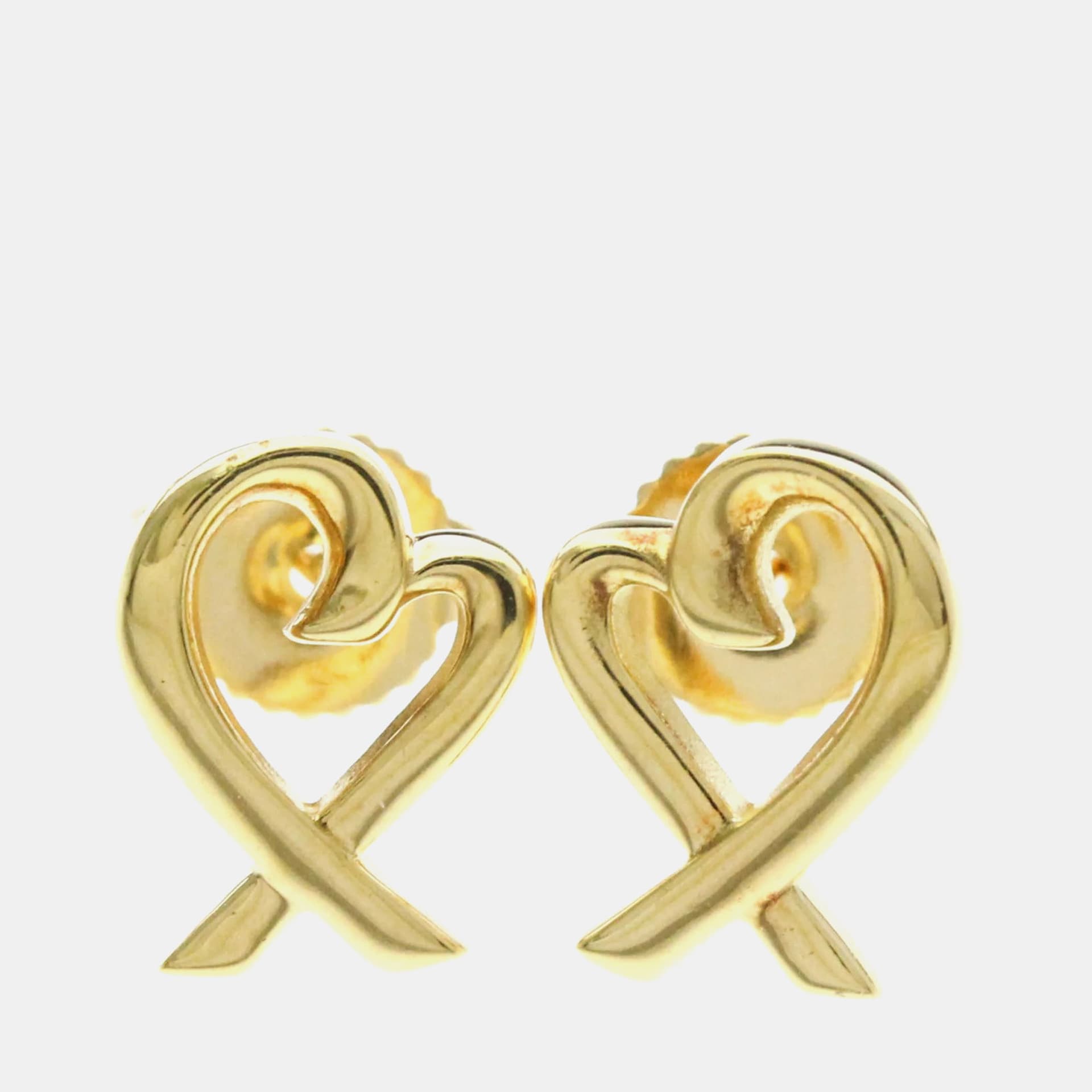 Tiffany & Co. Paloma Picasso Loving Heart 18K Yellow Gold Earrings