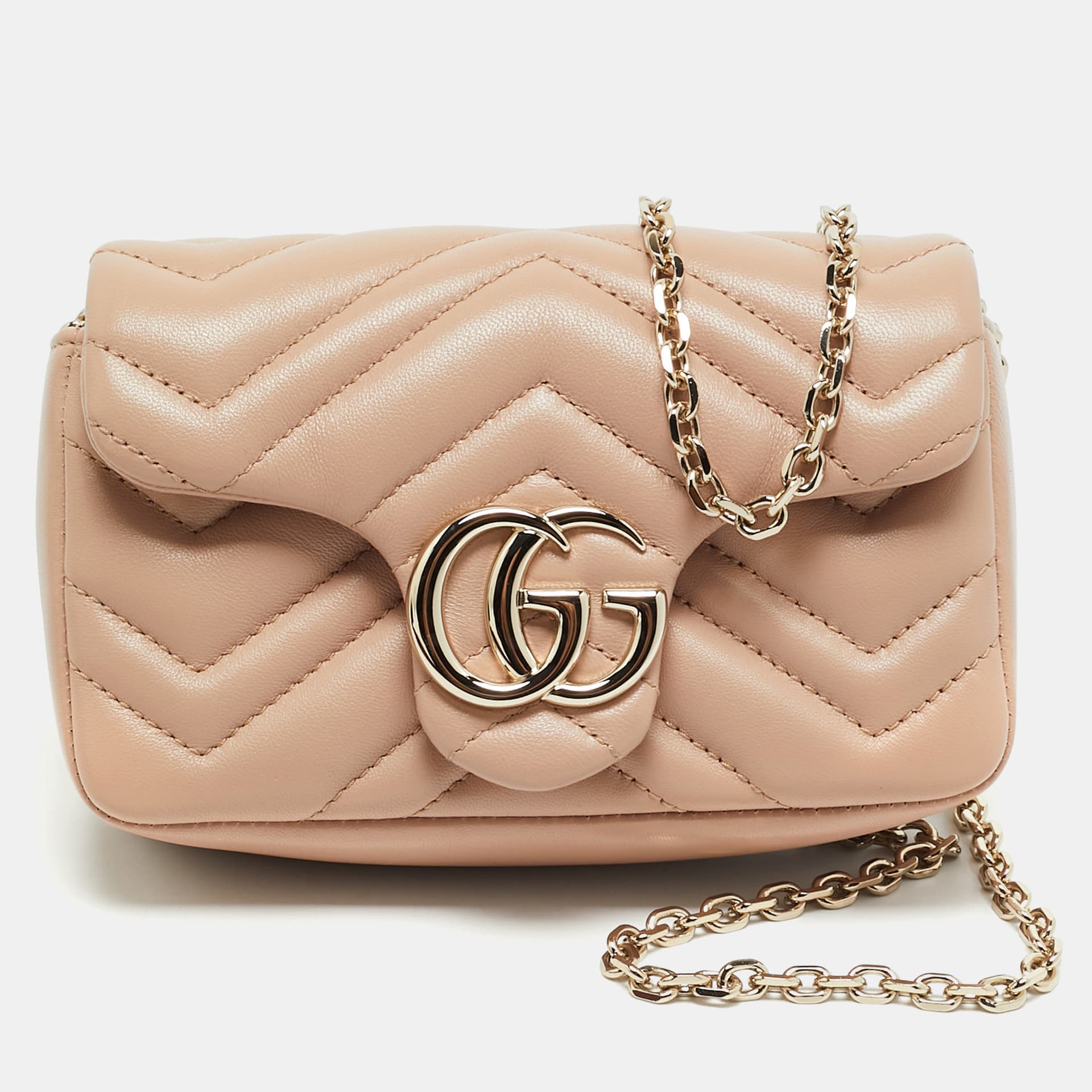 Gucci GG Marmont Mini Dusty Pink Matelass&eacute; Leather Shoulder Bag