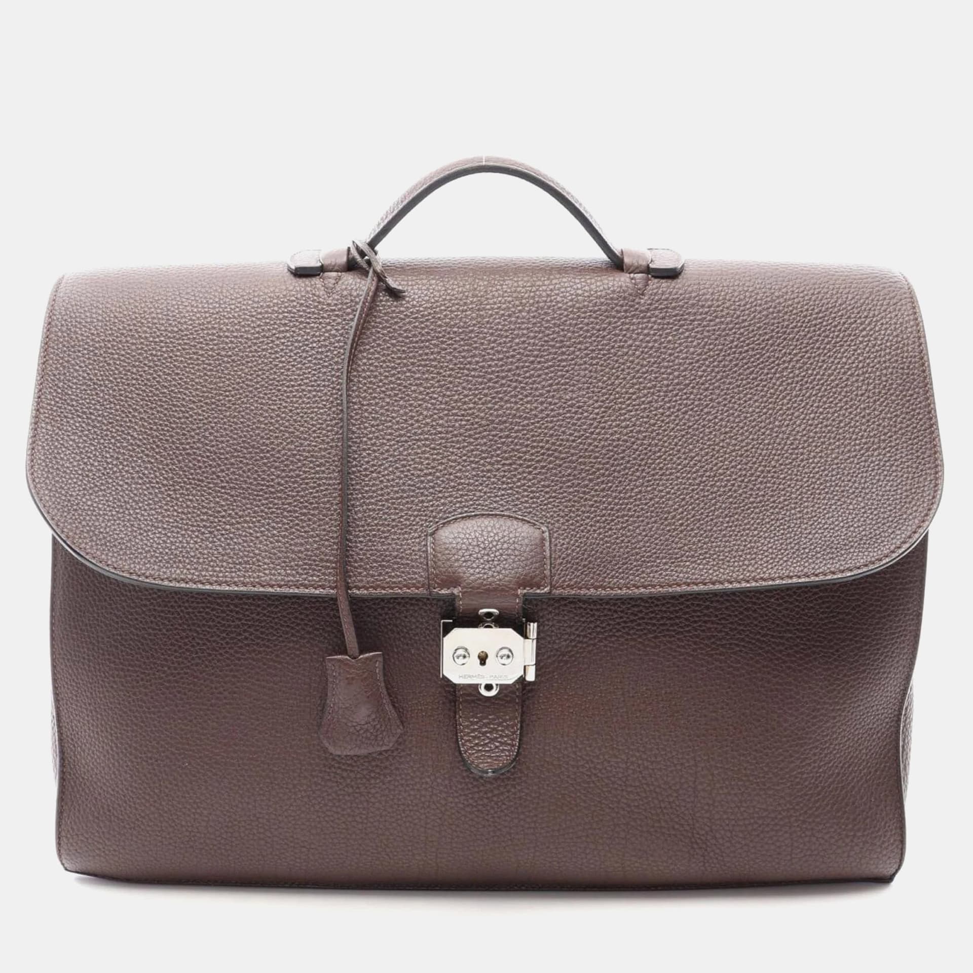 Hermes Sac a Depeches 41 Brown Togo Calfskin Leather Business Bag