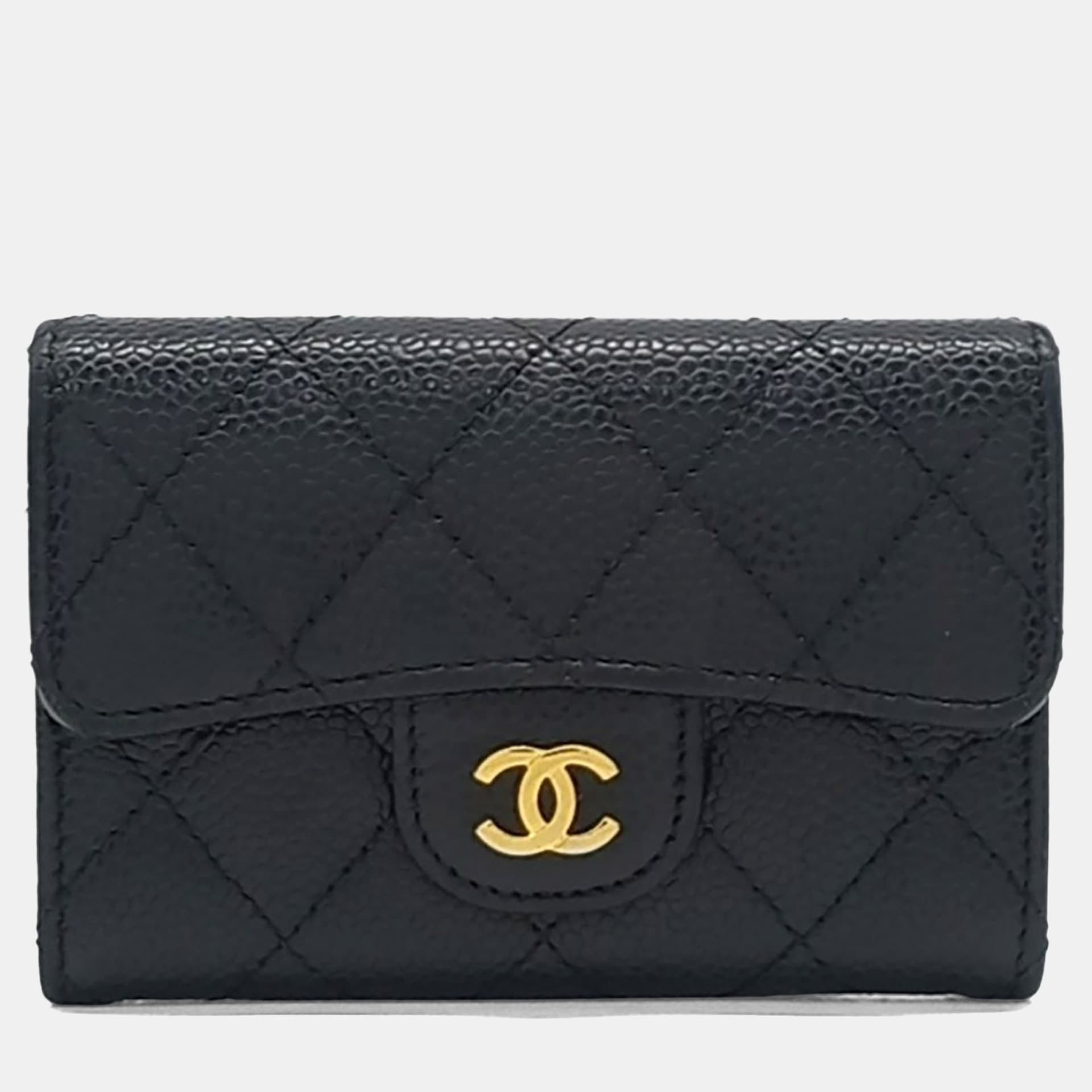 Chanel caviar card wallet