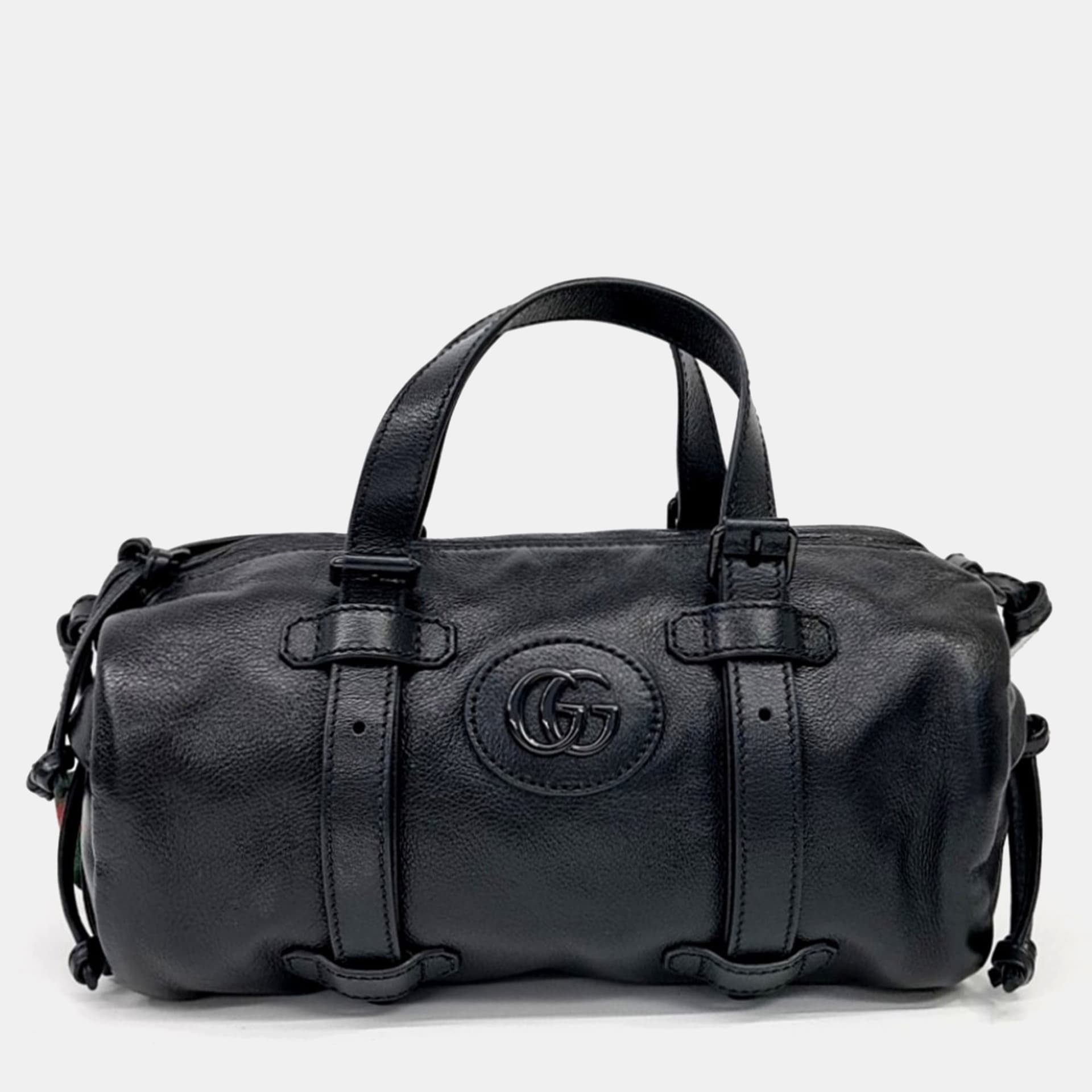 Gucci Black Leather Small Duffle Bag (725701)