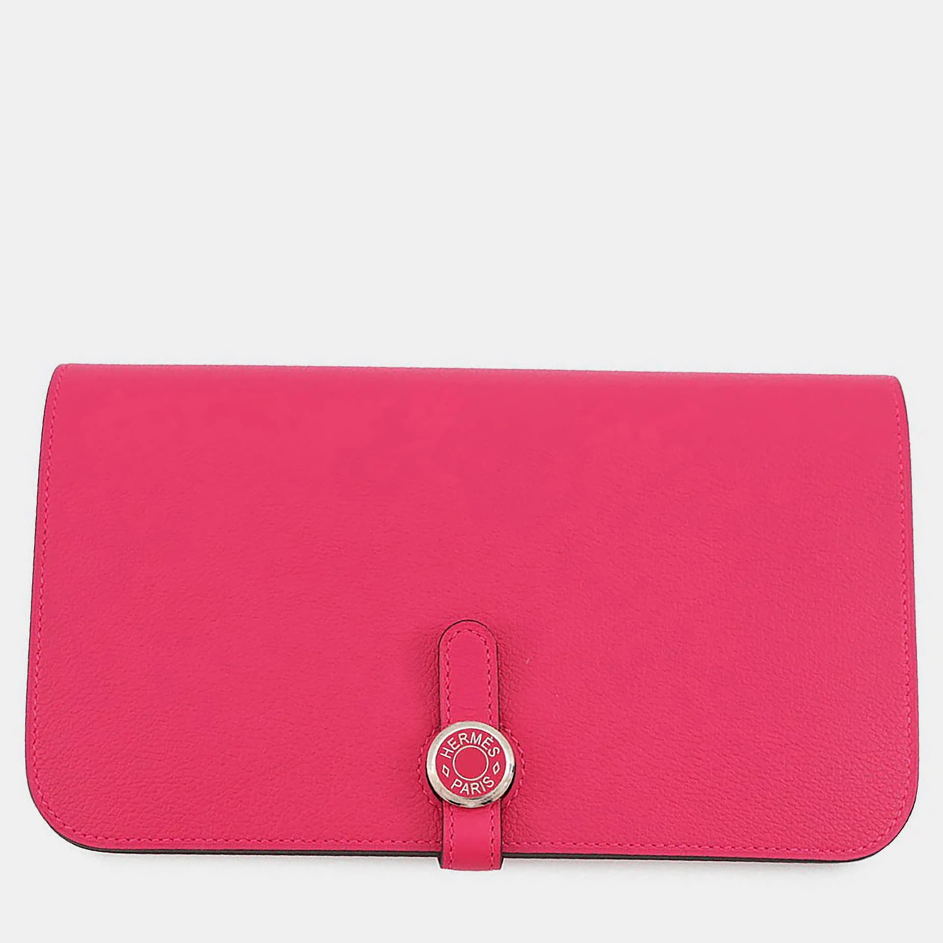 Hermes Dogon Rose Mexico Togo Calfskin Leather Wallet Bag