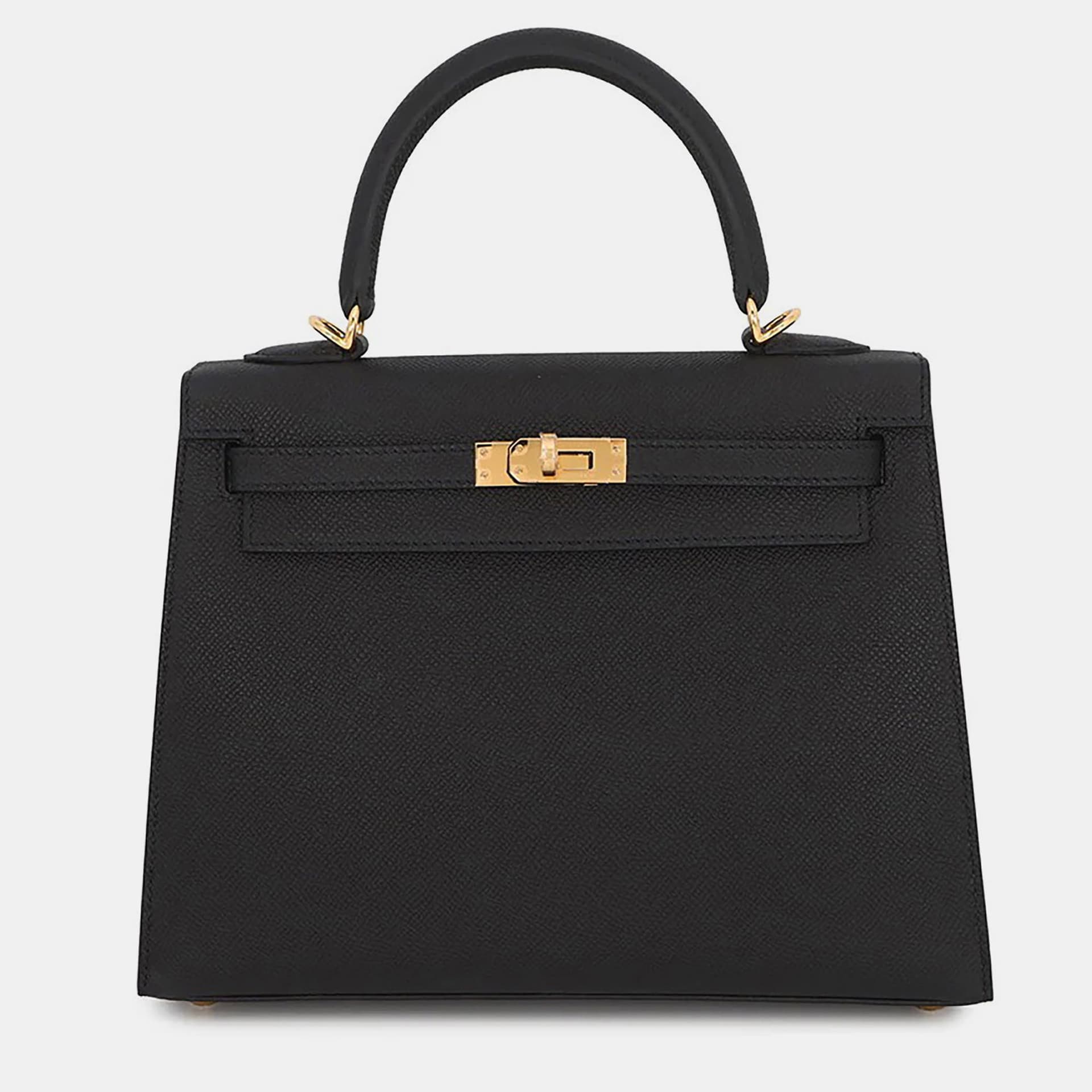 Hermes Kelly Sellier Black Epsom Size 25
